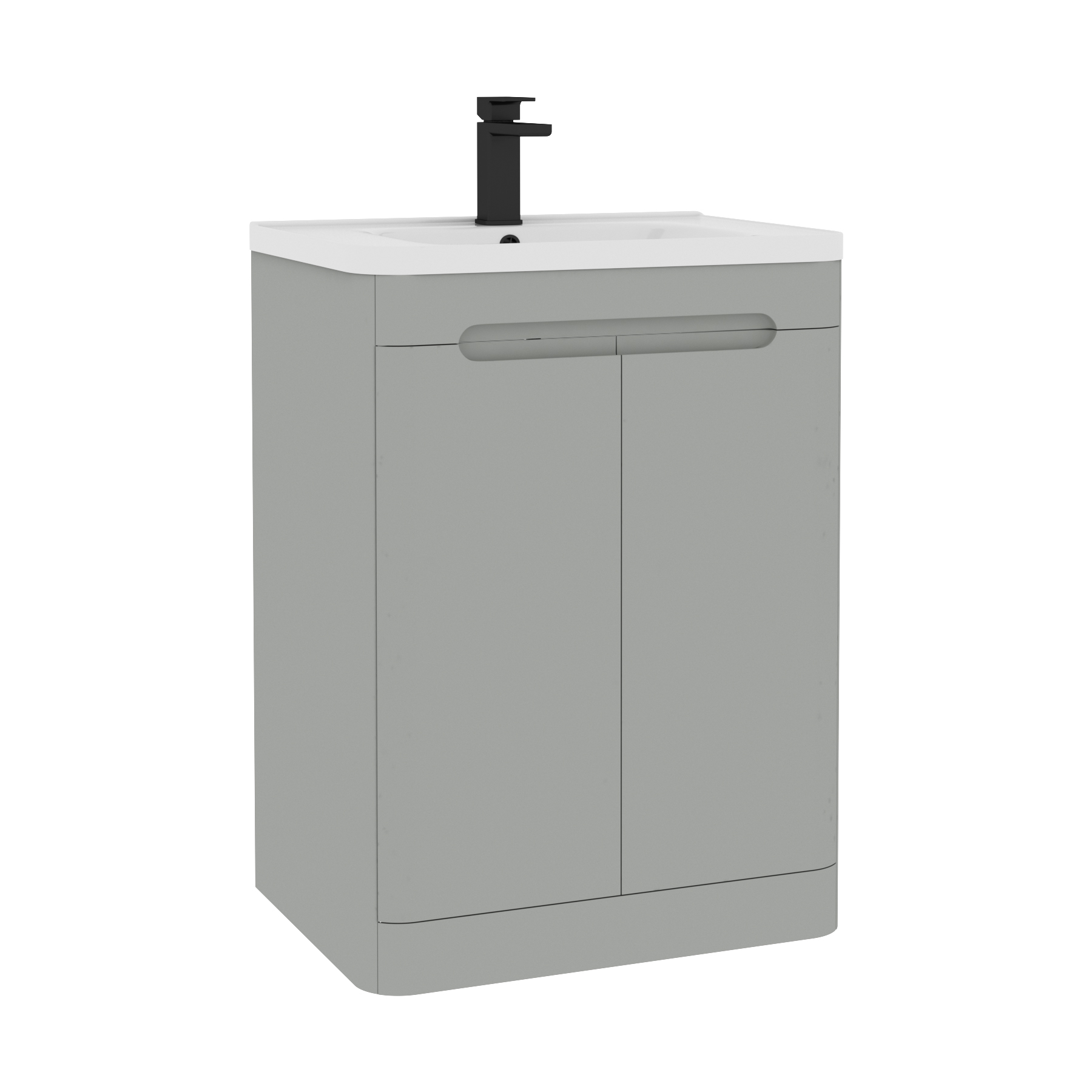 Venice Dove Grey 2 Door Floor Standing Vanity Unit with Ceramic Basin