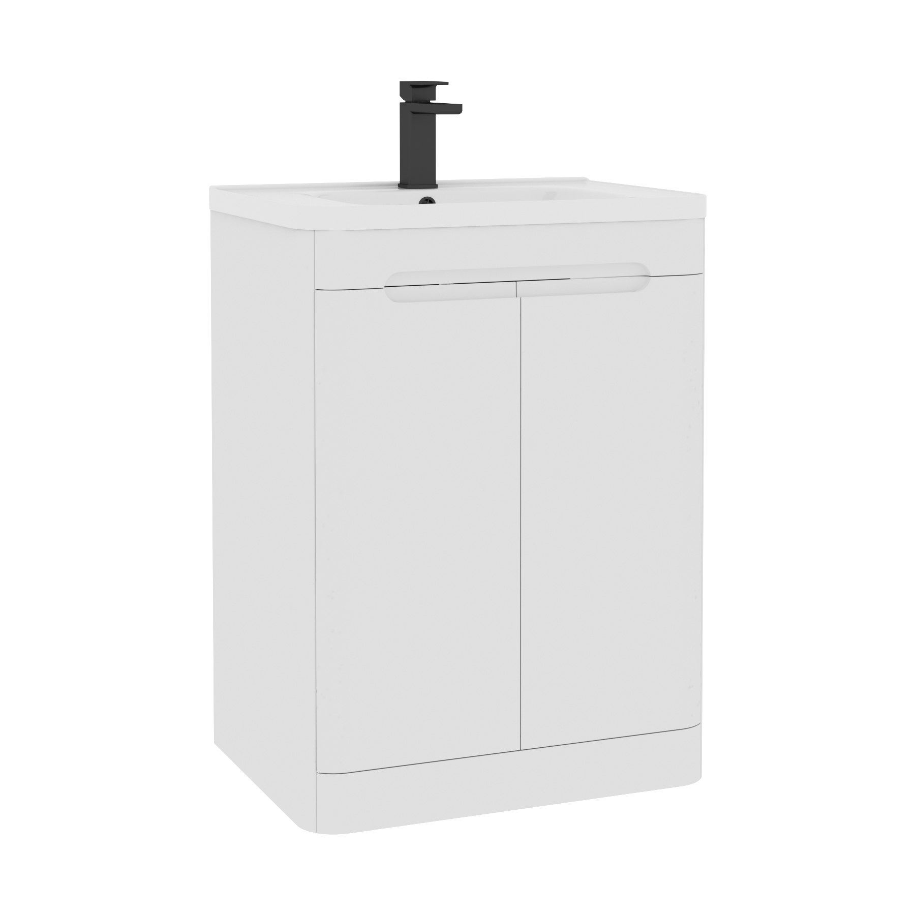 Venice Gloss White 2 Door Floor Standing Vanity Unit with Ceramic Basin
