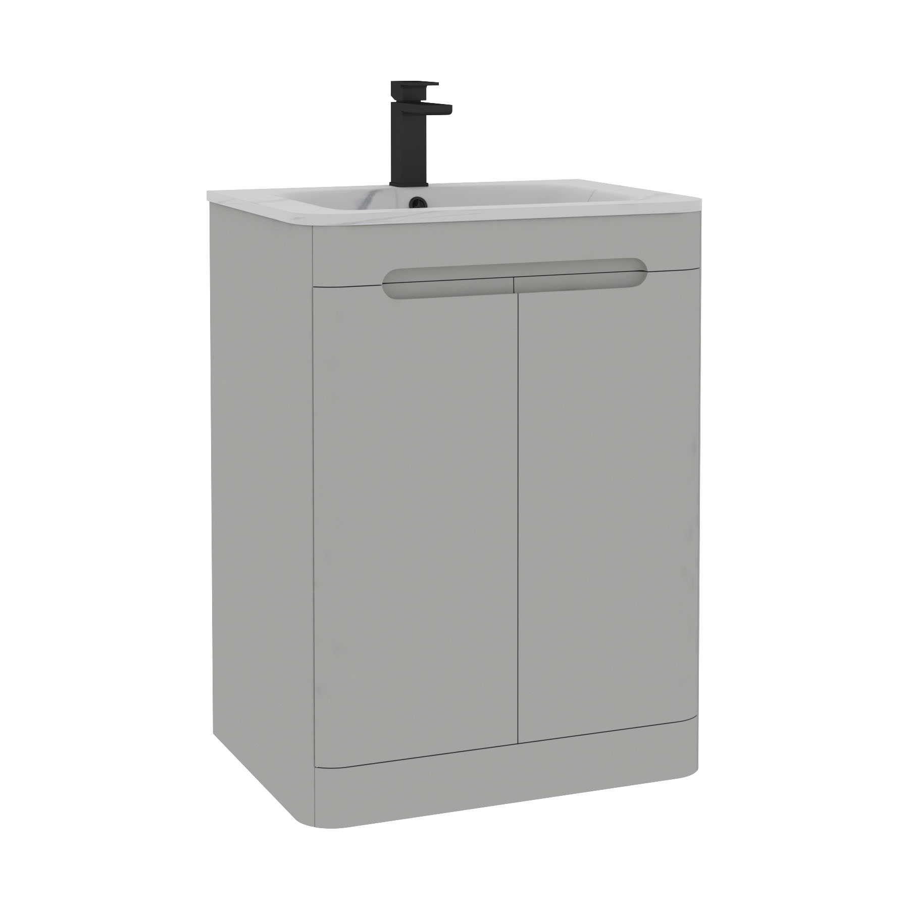 Venice Dove Grey 2 Door Floor Standing Vanity Unit with Carrara White Basin