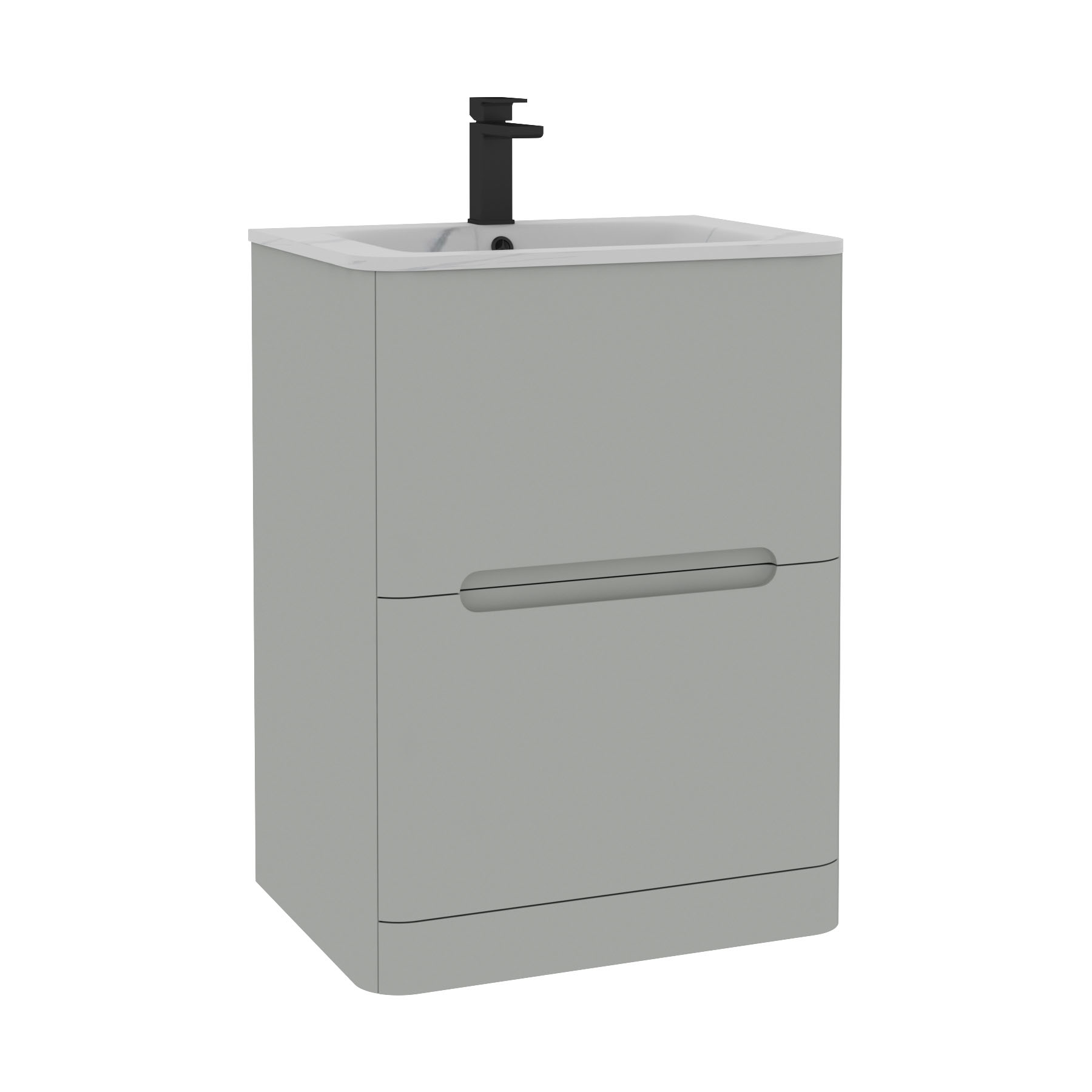 Venice Dove Grey 2 Drawer Floor Standing Vanity Unit with Carrara White Basin