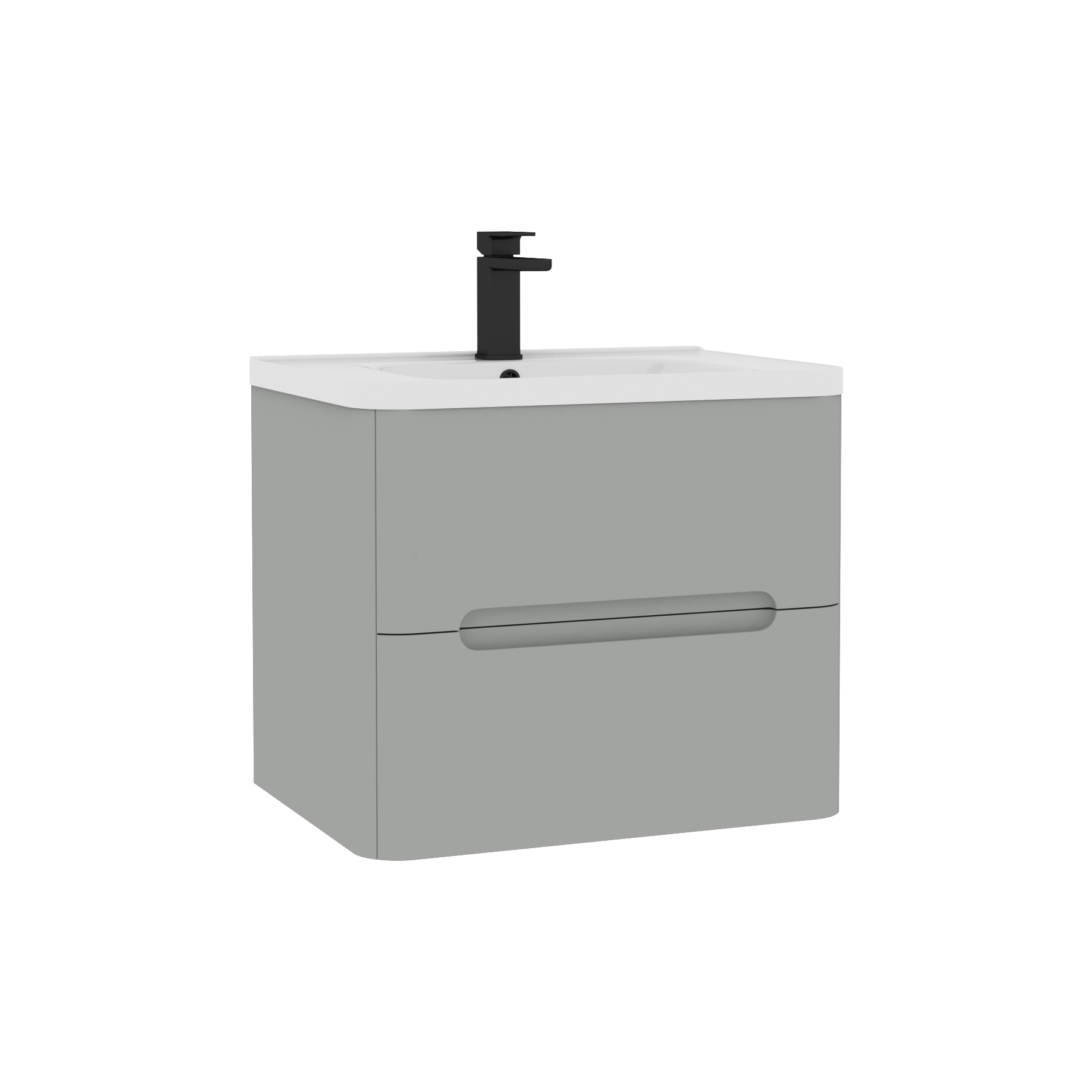 Venice Dove Grey 2 Drawer Wall Hung Vanity Unit with Ceramic Basin