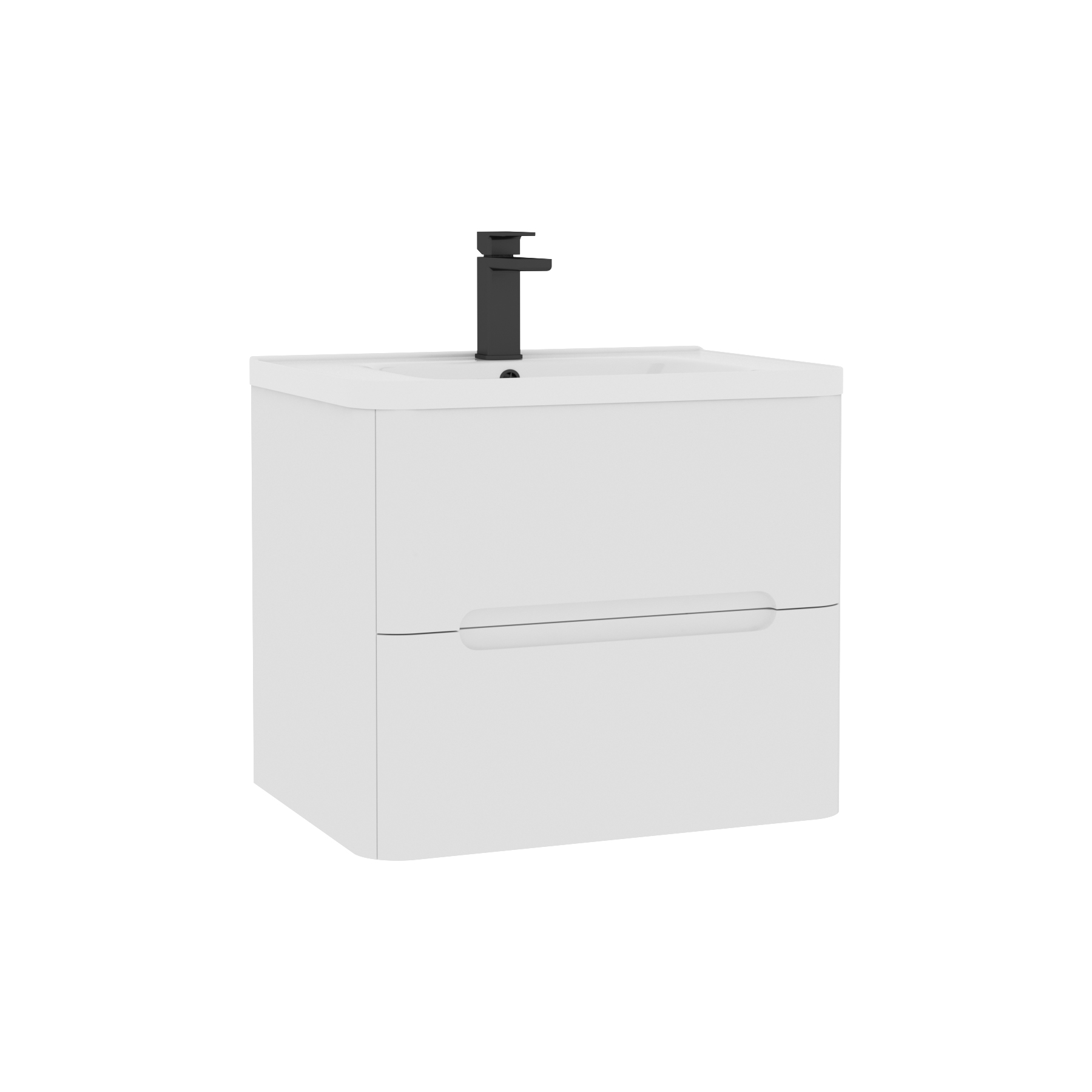Venice Gloss White 2 Drawer Wall Hung Vanity Unit with Ceramic Basin