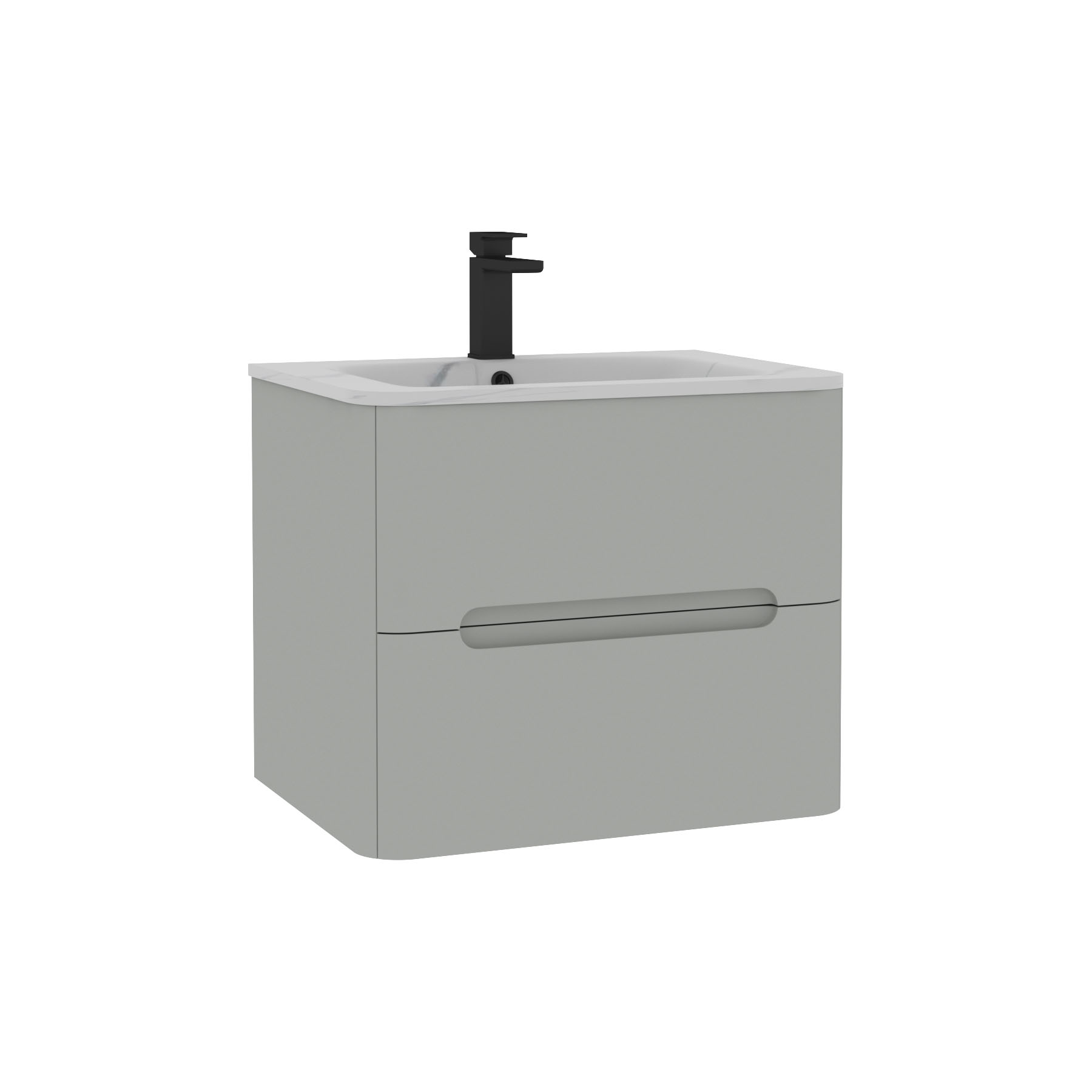 Venice Dove Grey 2 Drawer Wall Hung Vanity Unit with Carrara White Basin