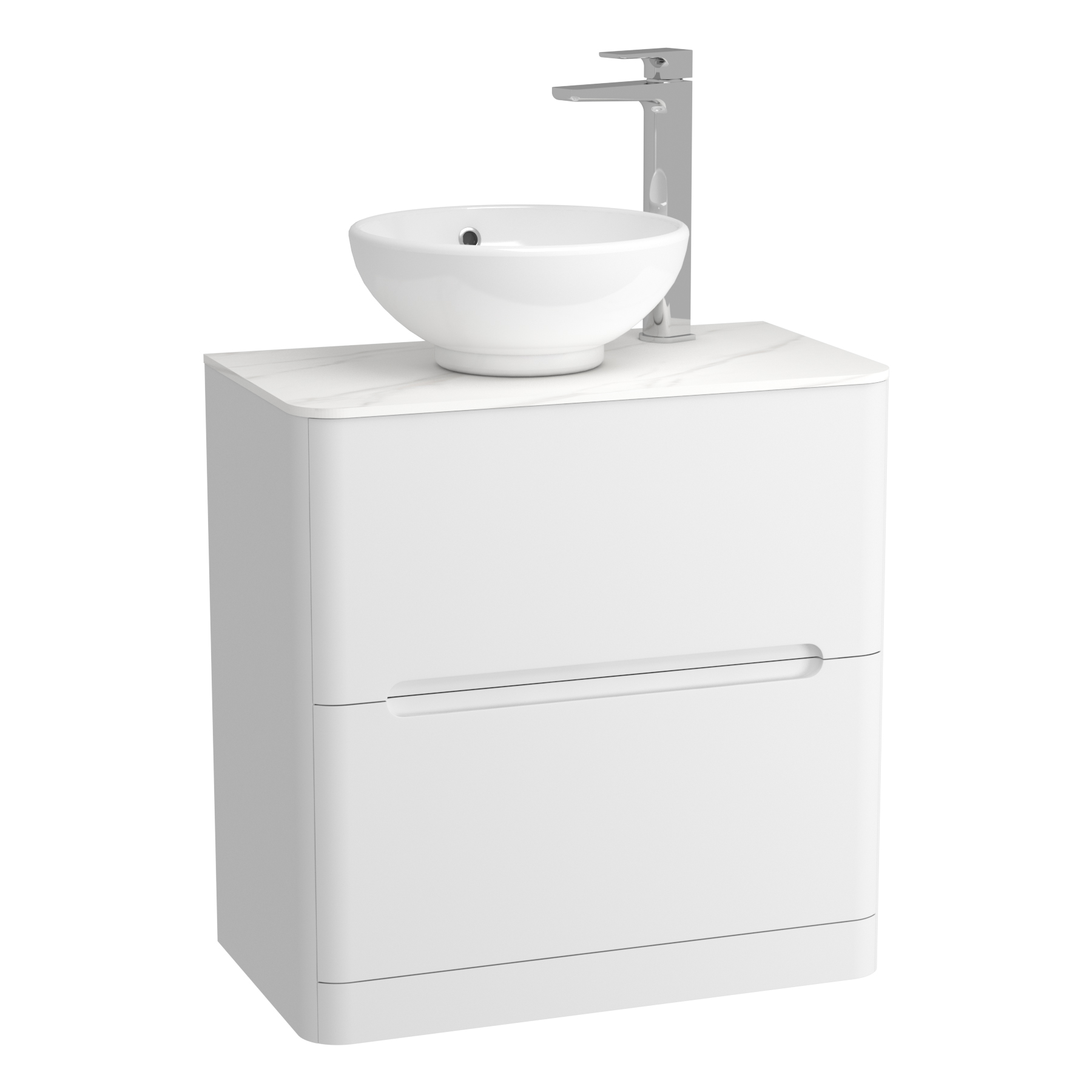 Venice 800mm Satin White Floor Standing Vanity Unit 2 Drawer with ...