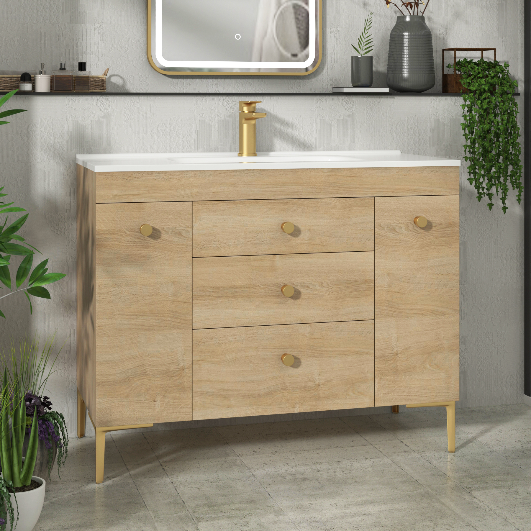Verona 3 Drawer Floor Standing Vanity Unit – Multiple Sizes, Colours, Basins &  Knob Options