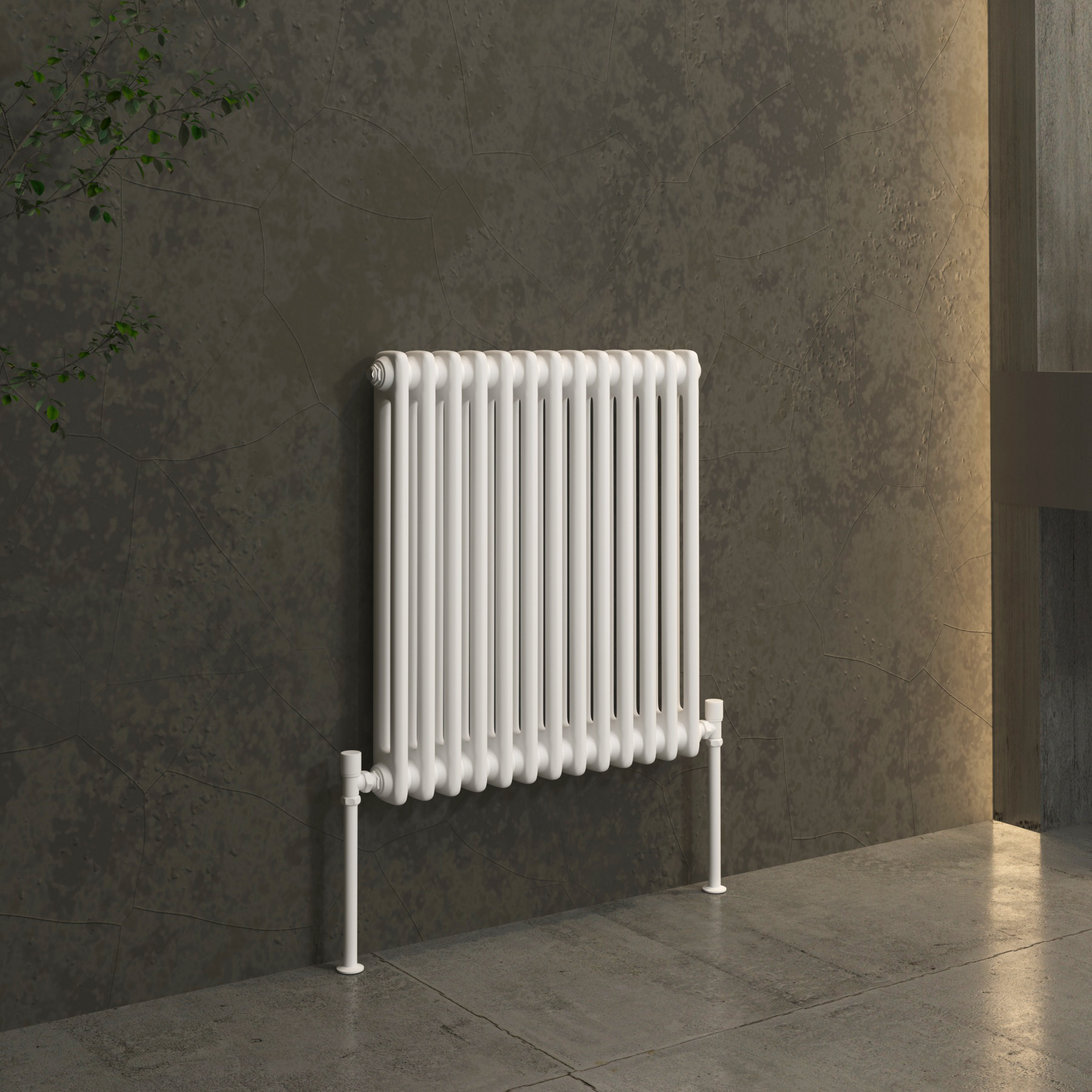 Fluxx White Horizontal Double Column Radiator - 600 x 605mm