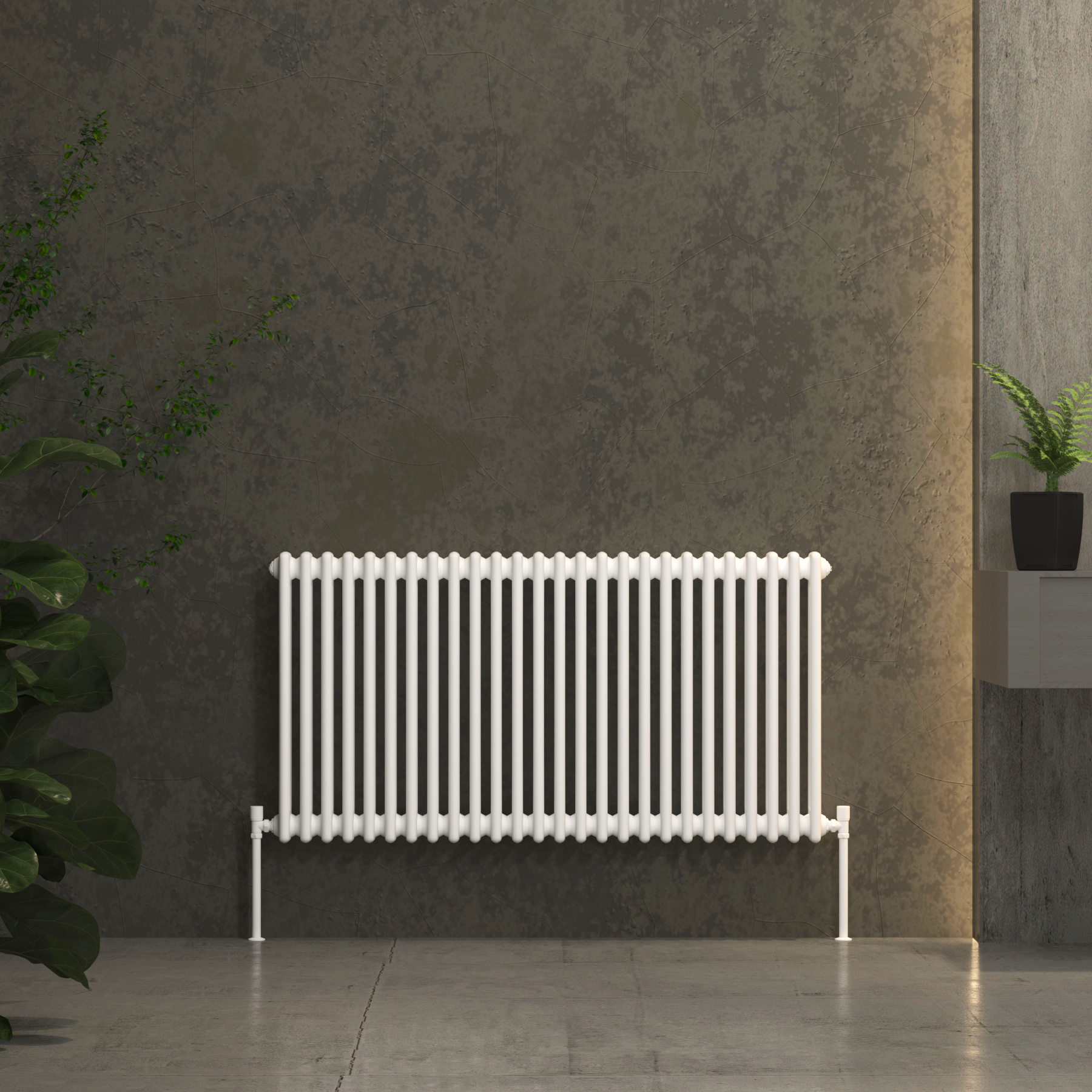 Fluxx White Horizontal Triple Column Radiator - 600 x 1190mm