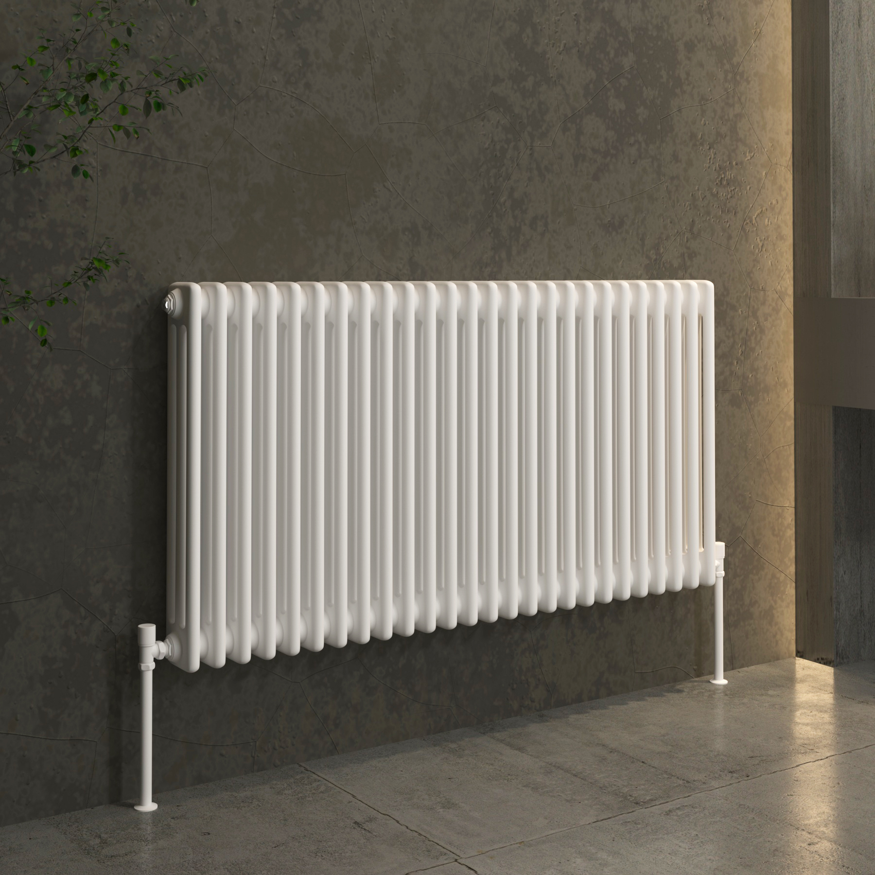 Fluxx White Horizontal Triple Column Radiator - 600 x 1190mm