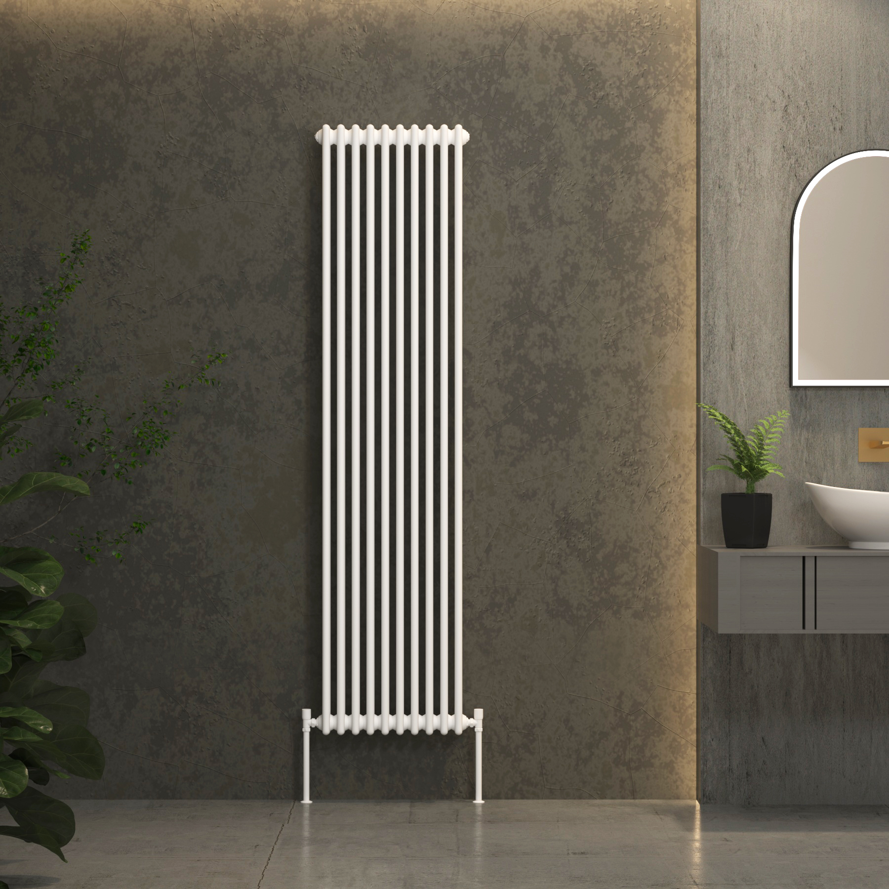 Fluxx White Vertical Triple Column Radiator - 1800 x 470mm