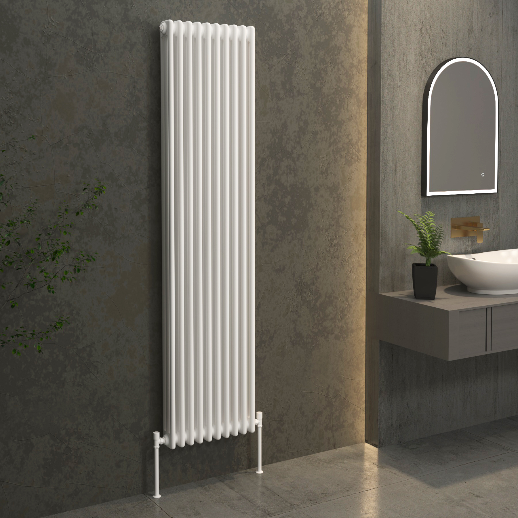 Fluxx White Vertical Triple Column Radiator - 1800 x 470mm