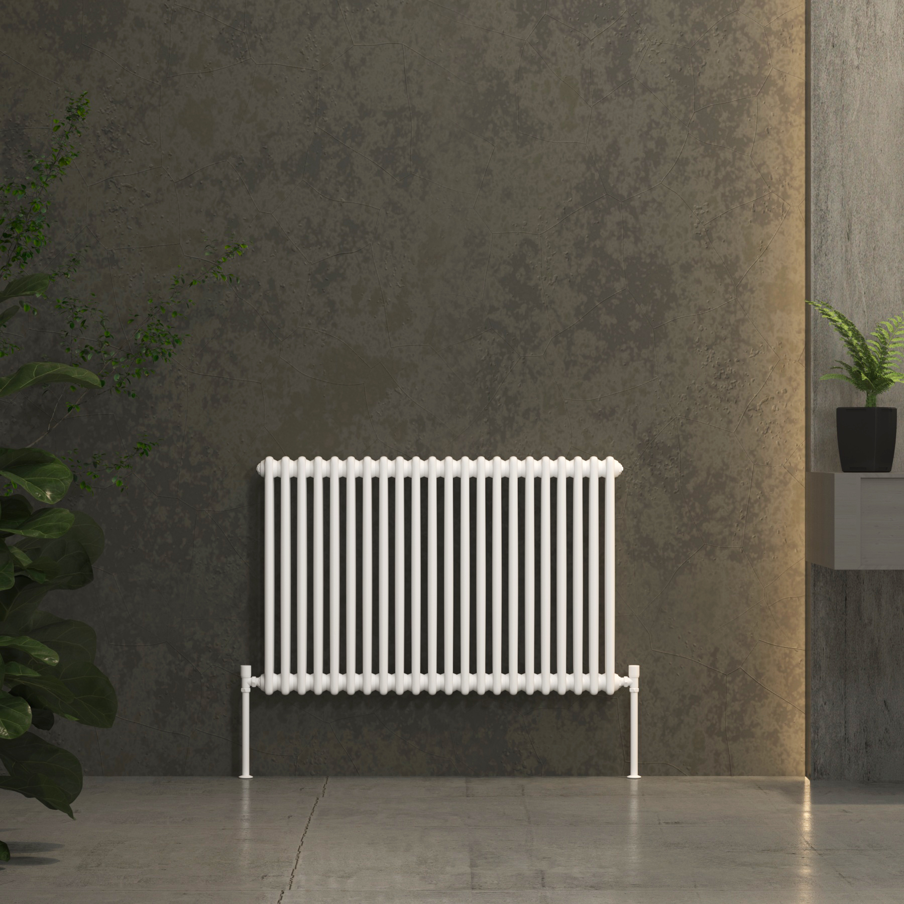 Fluxx White Horizontal Double Column Radiator - 600 x 1010mm