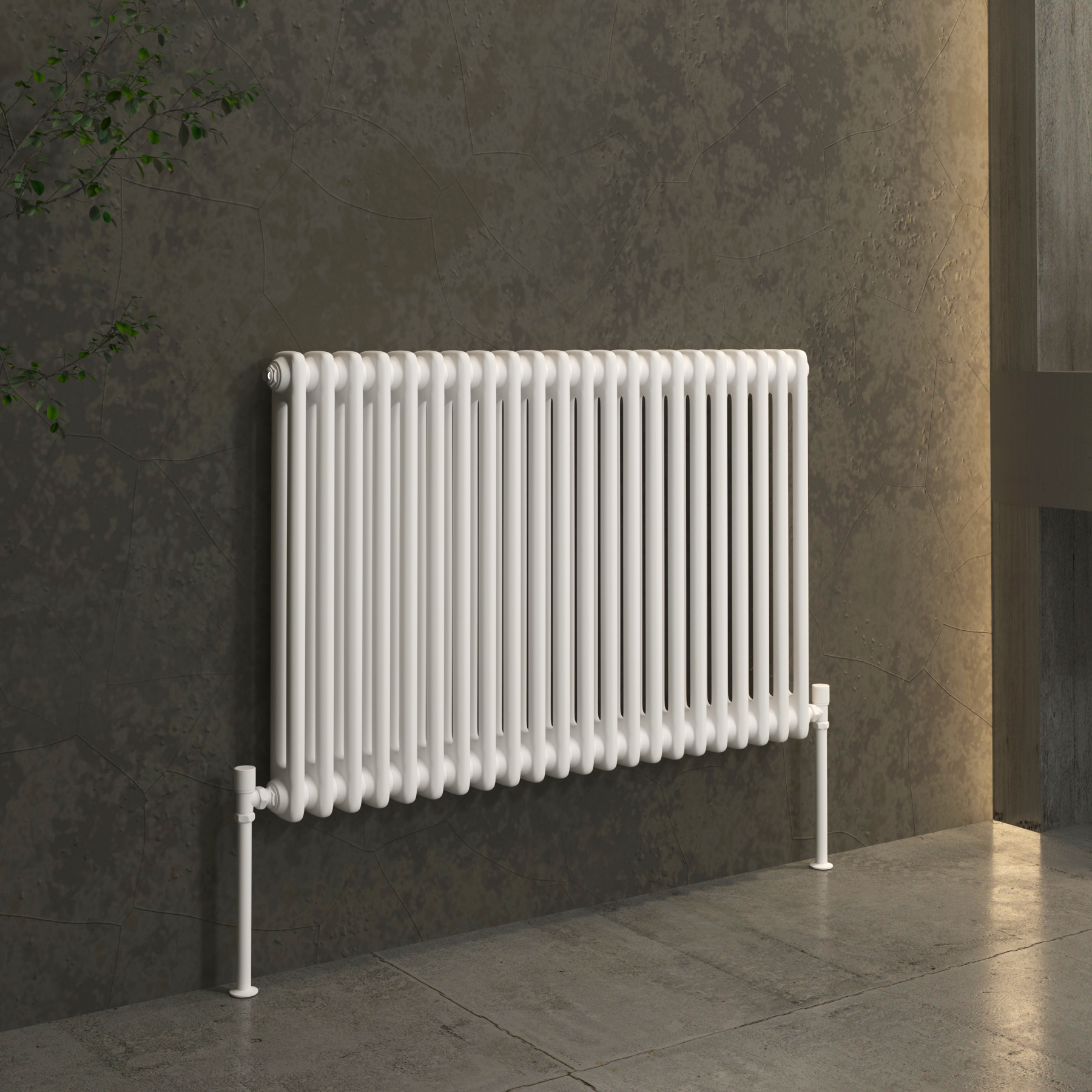 Fluxx White Horizontal Double Column Radiator - 600 x 1010mm