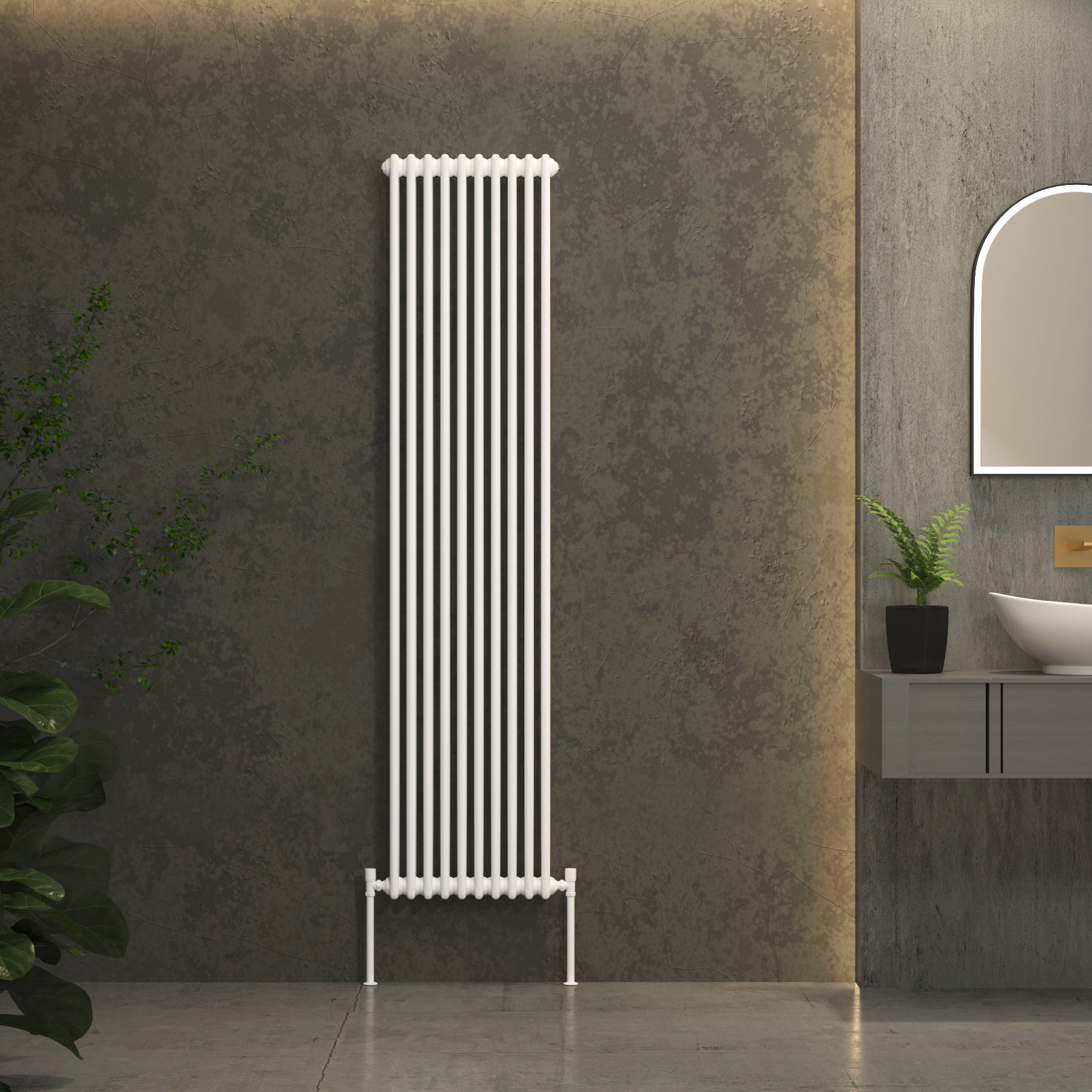 Fluxx White Vertical Double Column Radiator - 1800 x 470mm