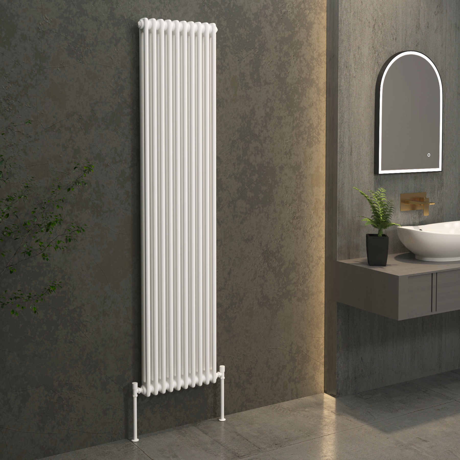 Fluxx White Vertical Double Column Radiator - 1800 x 470mm