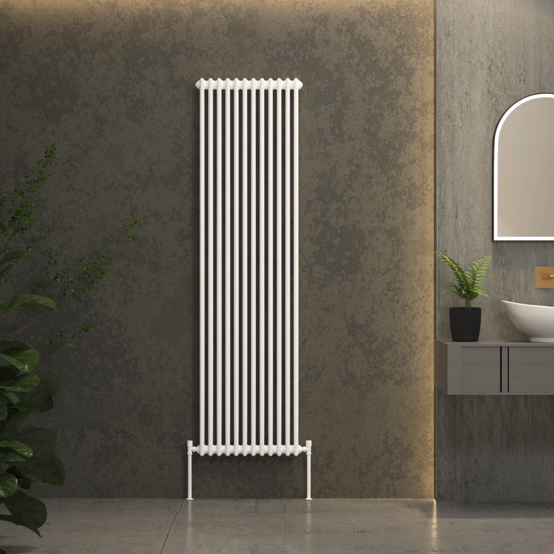 Fluxx White Vertical Double Column Radiator - 1800 x 560mm