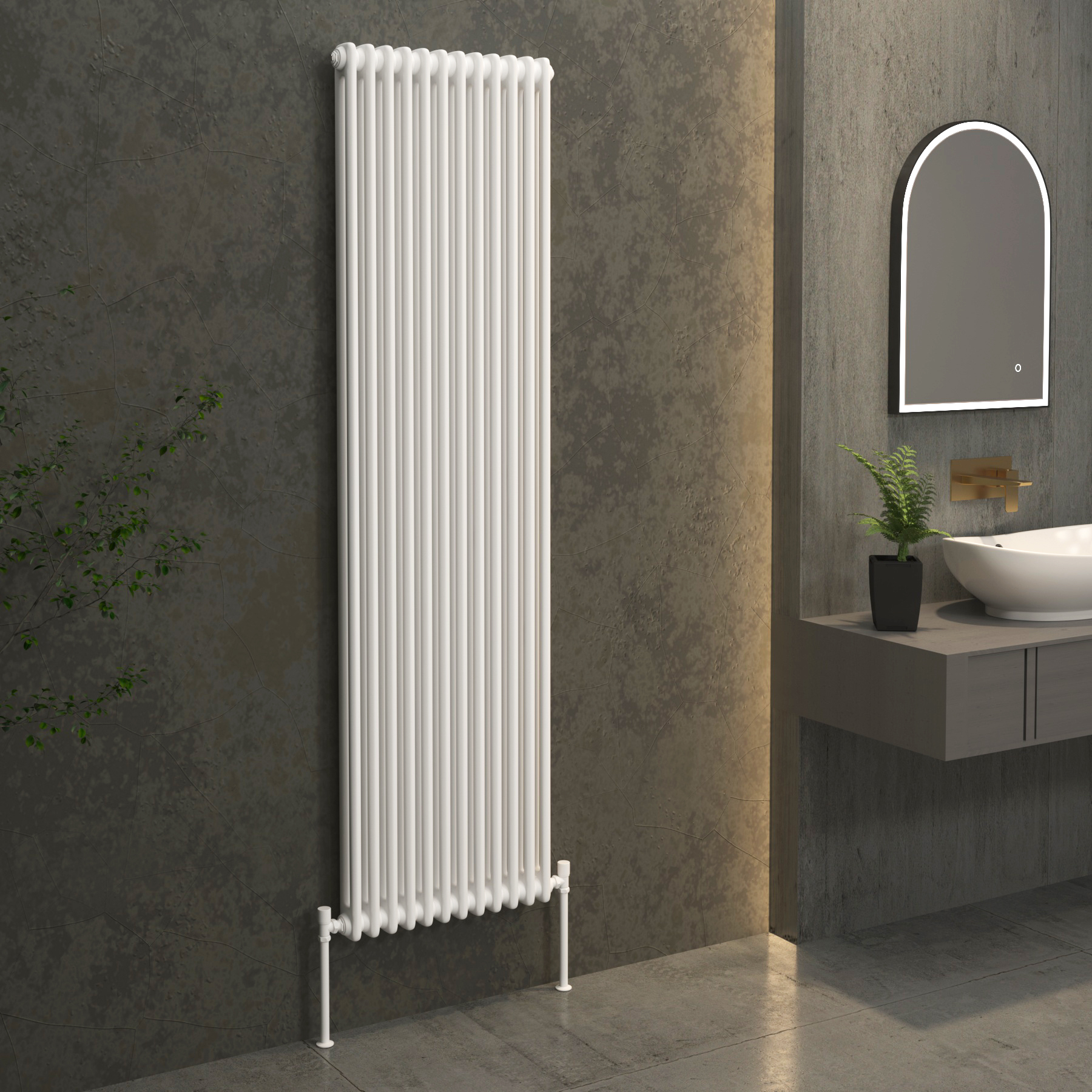 Fluxx White Vertical Double Column Radiator - 1800 x 560mm
