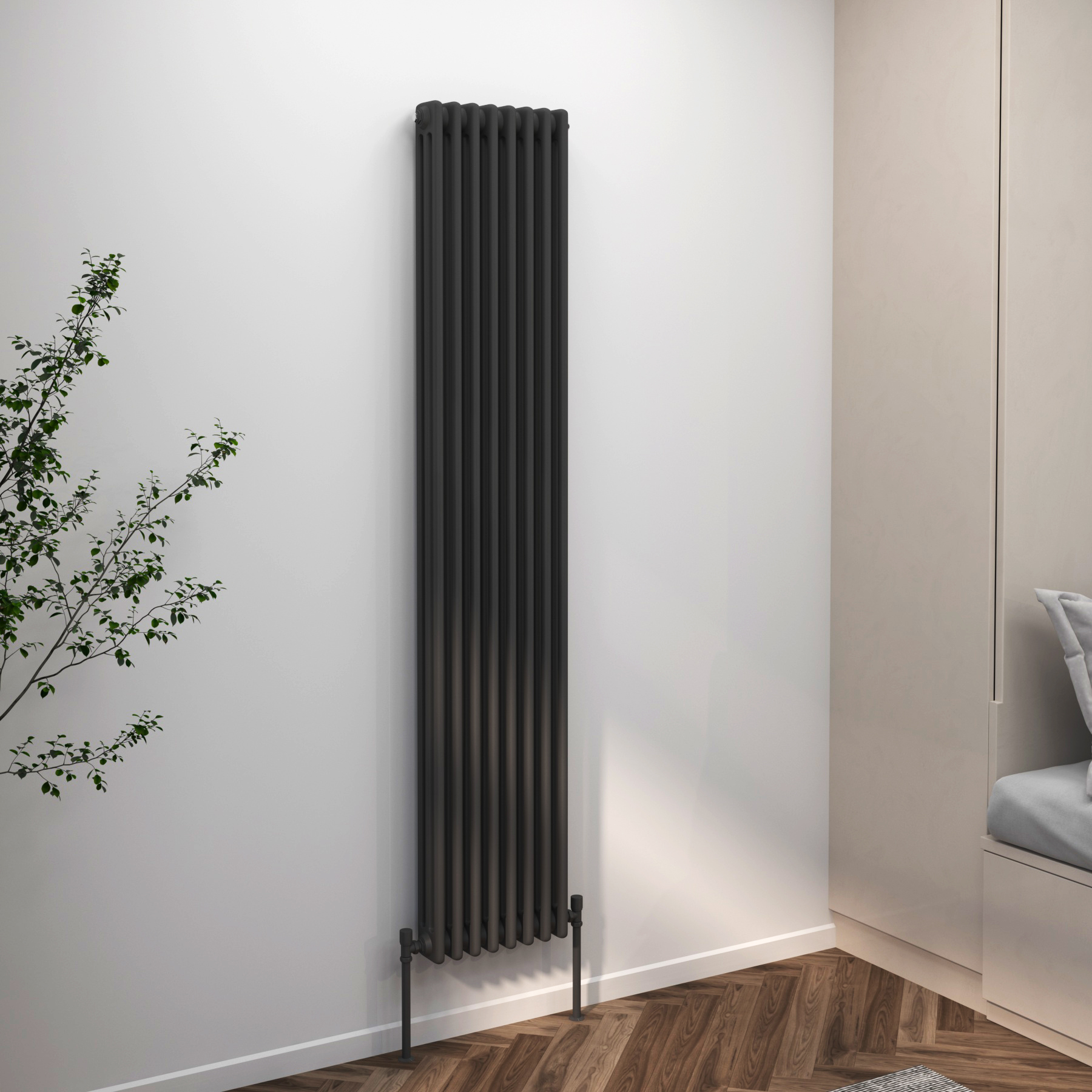 Fluxx Anthracite Vertical Triple Column Radiator - 1800 x 380mm