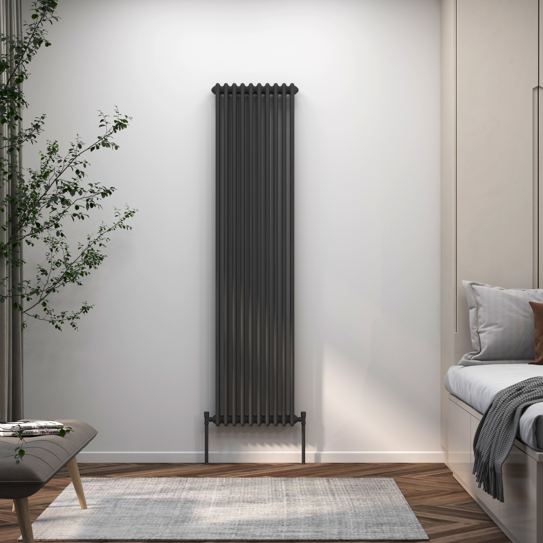 Fluxx Anthracite Vertical Triple Column Radiator - 1800 x 470mm