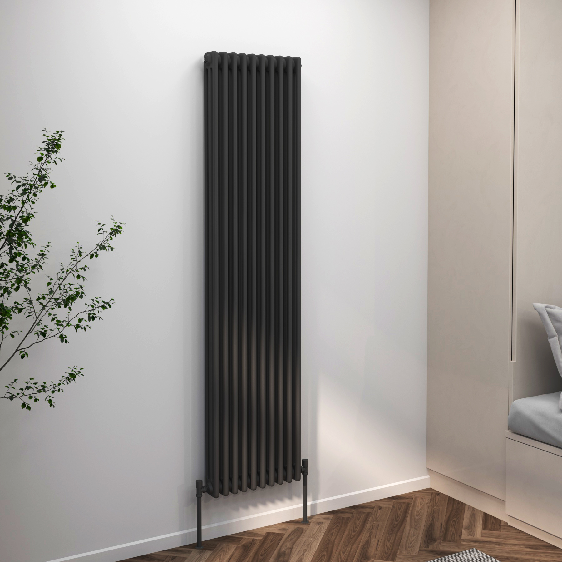 Fluxx Anthracite Vertical Triple Column Radiator - 1800 x 470mm