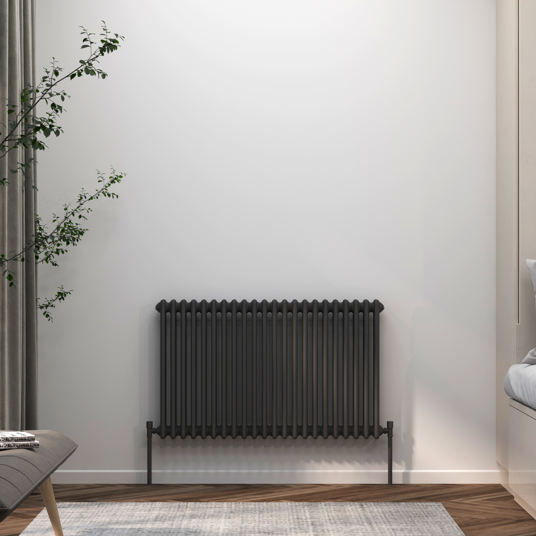 Fluxx Anthracite Horizontal Double Column Radiator - 600 x 1010mm