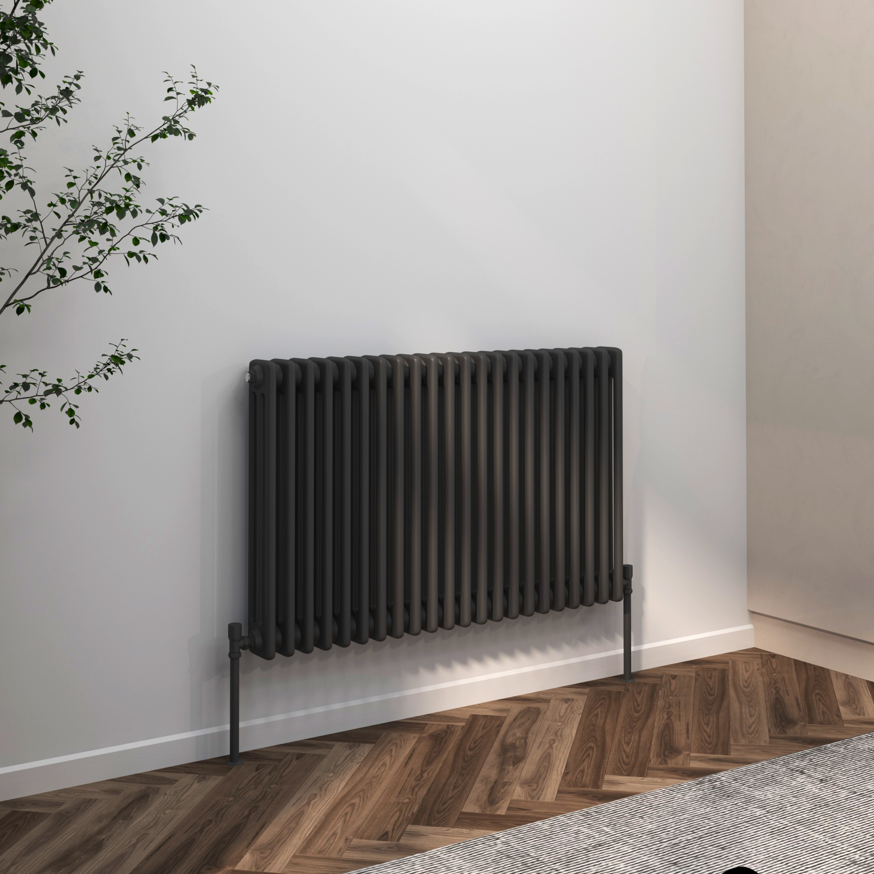 Fluxx Anthracite Horizontal Double Column Radiator - 600 x 1010mm