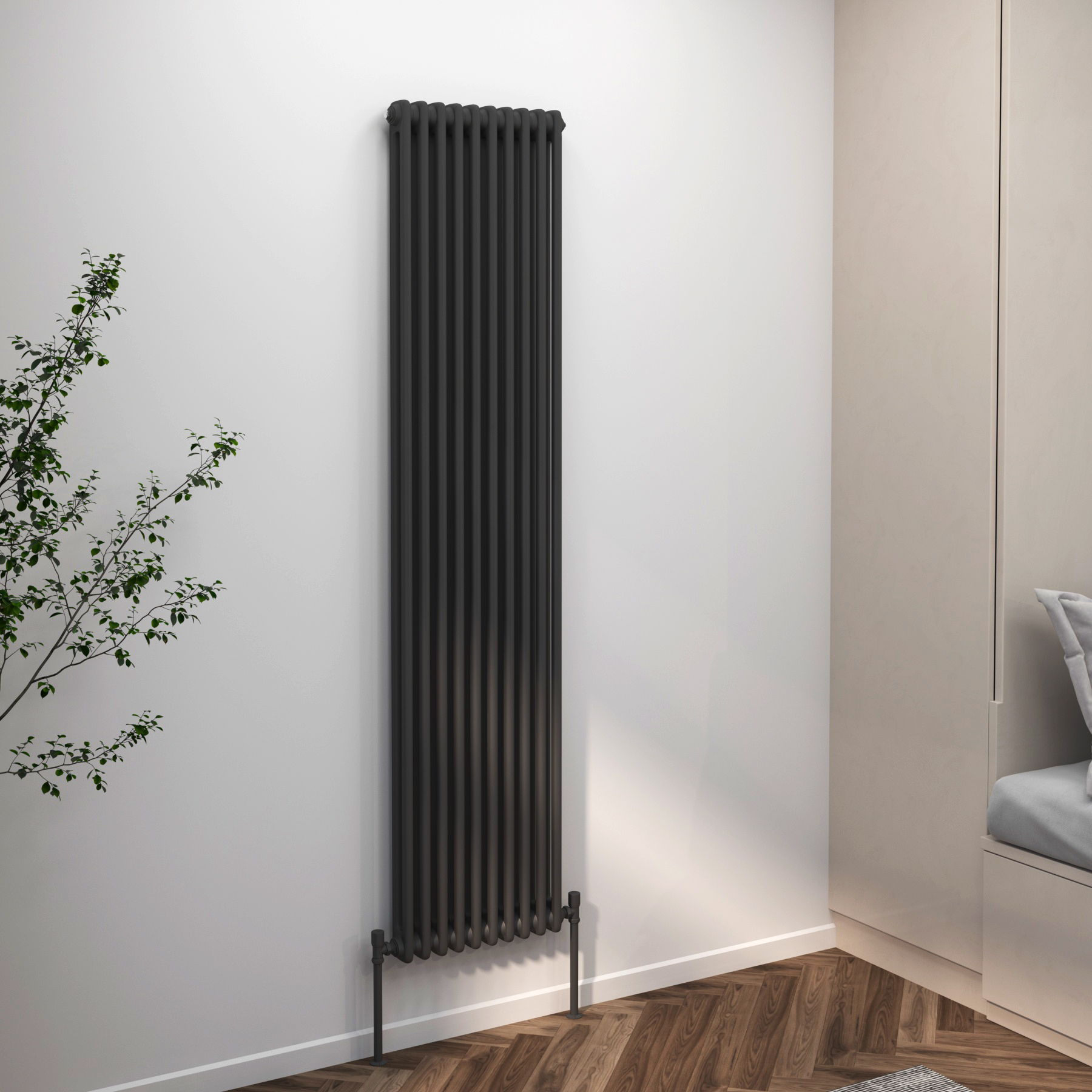 Fluxx Anthracite Vertical Double Column Radiator - 1800 x 470mm