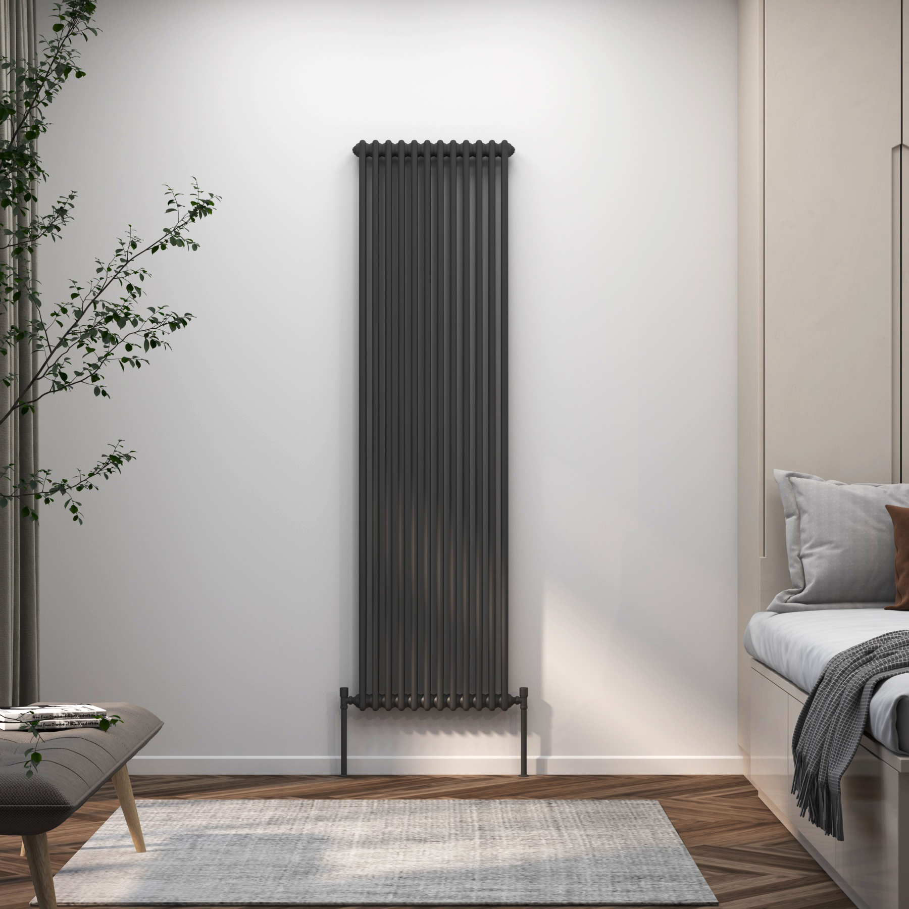 Fluxx Anthracite Vertical Double Column Radiator - 1800 x 560mm