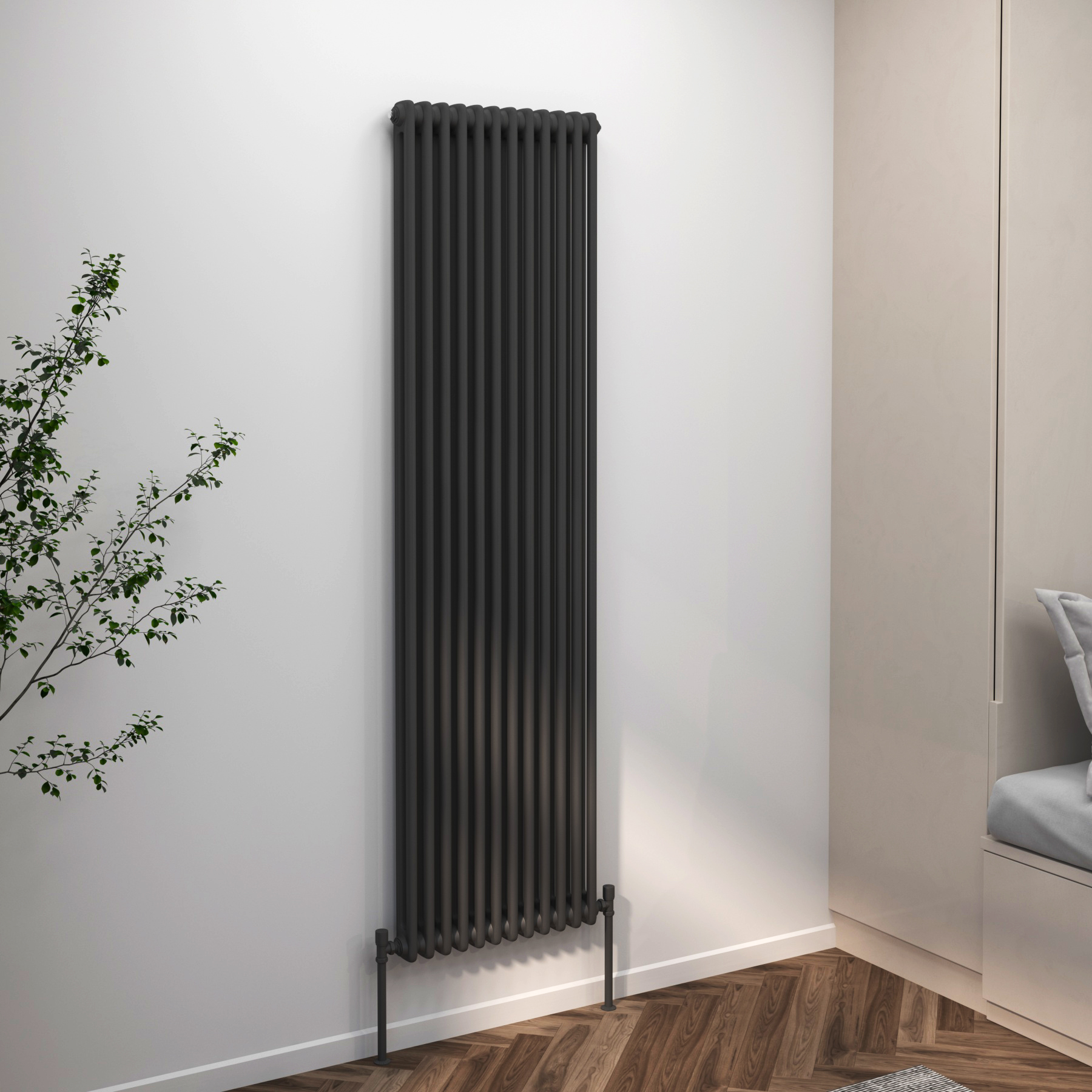 Fluxx Anthracite Vertical Double Column Radiator - 1800 x 560mm