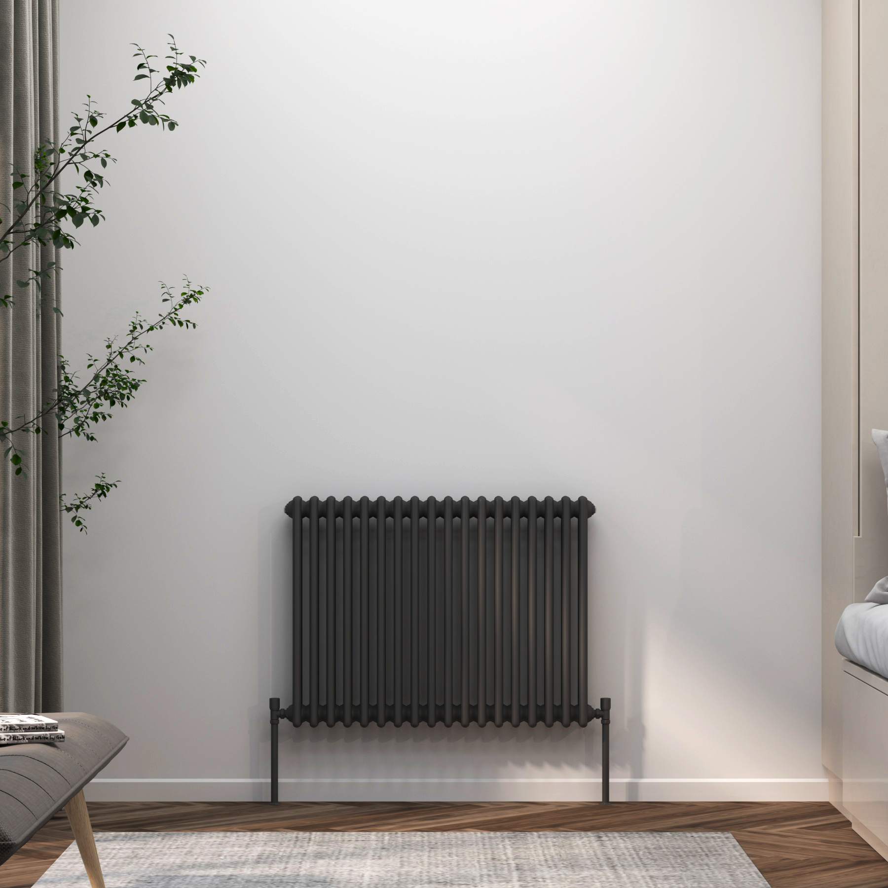Fluxx Anthracite Horizontal Triple Column Radiator - 600 x 830mm