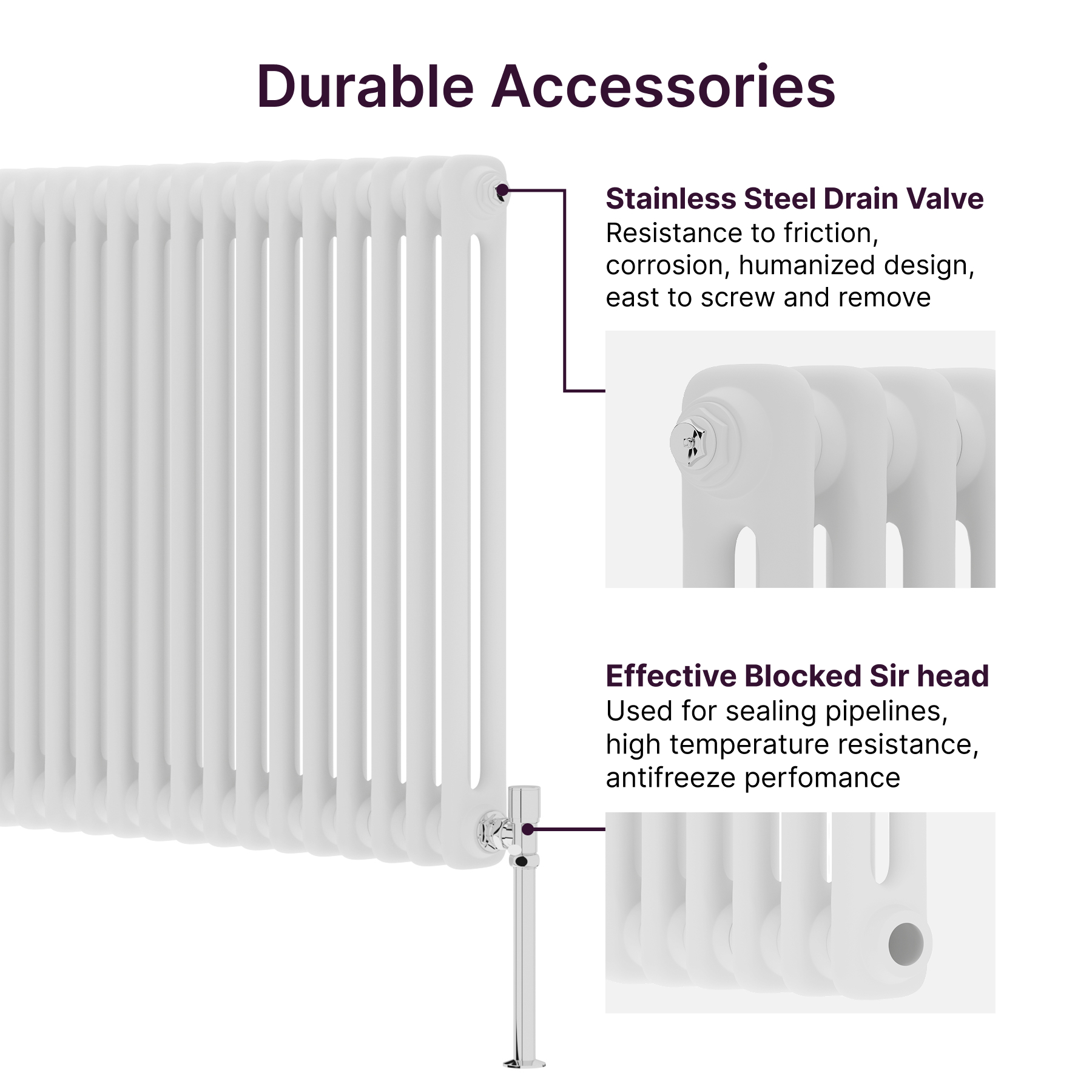 Fluxx Vertical White Triple Column Radiators