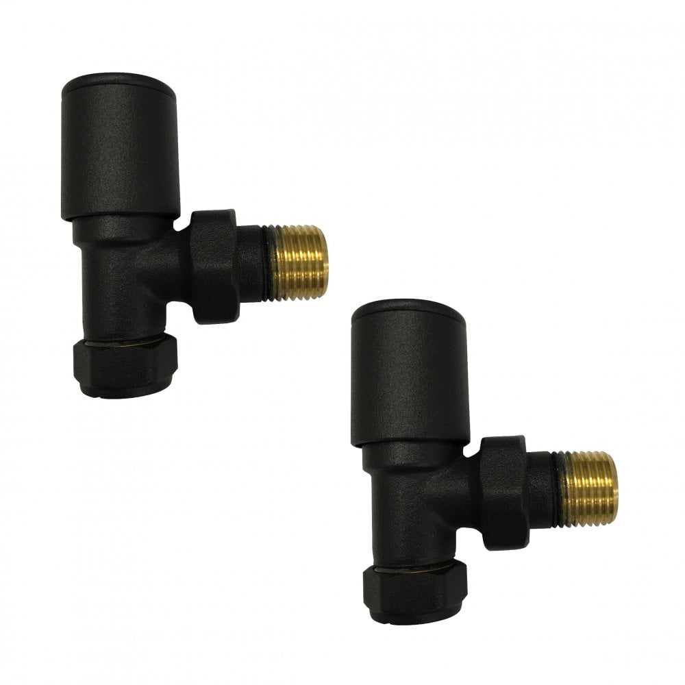 Royal Bathrooms Matt Black Angled Radiator Valve Pack - 15mm