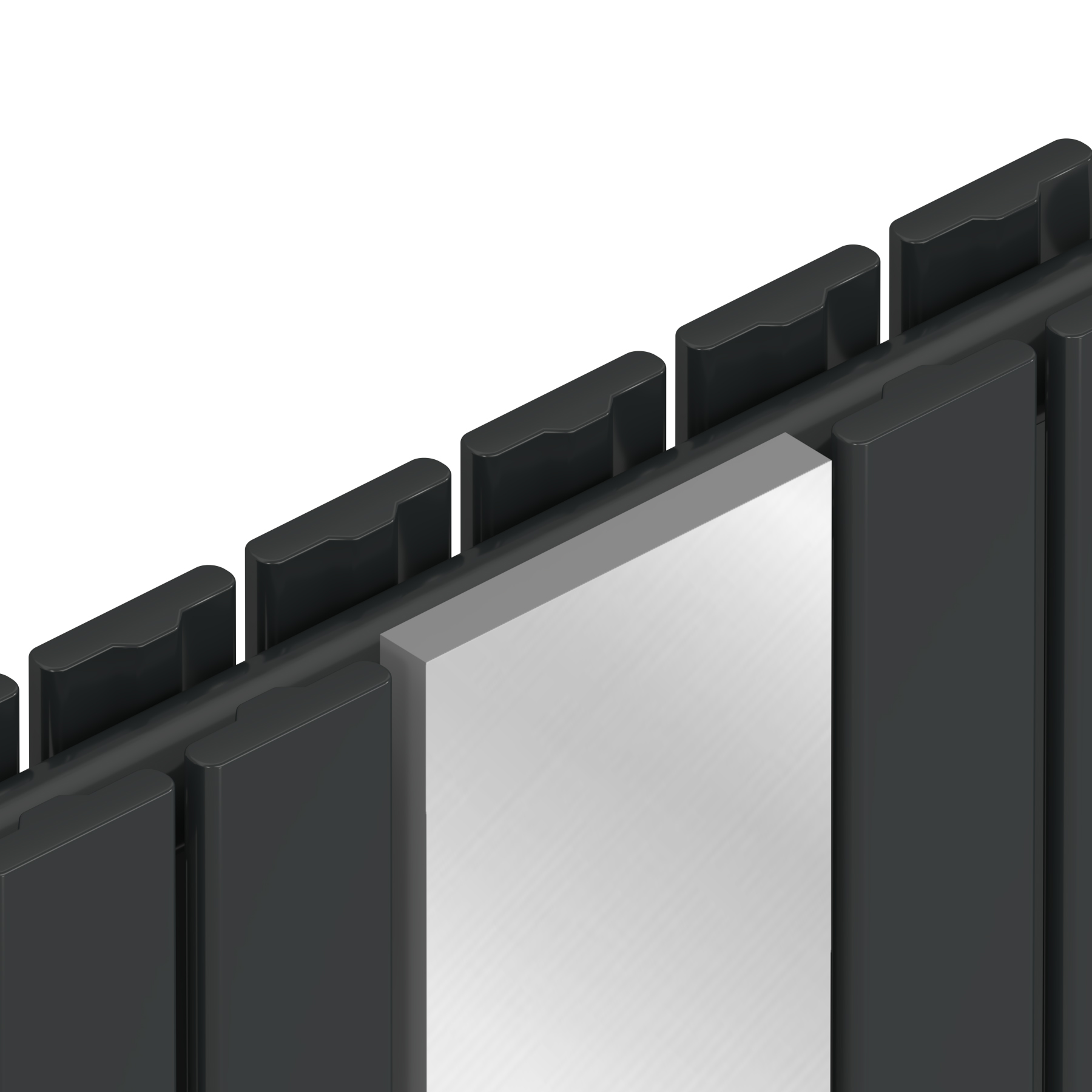 Aurexa Anthracite Vertical Mirror Designer Radiator 1800 x 419mm - Double Flat Panel