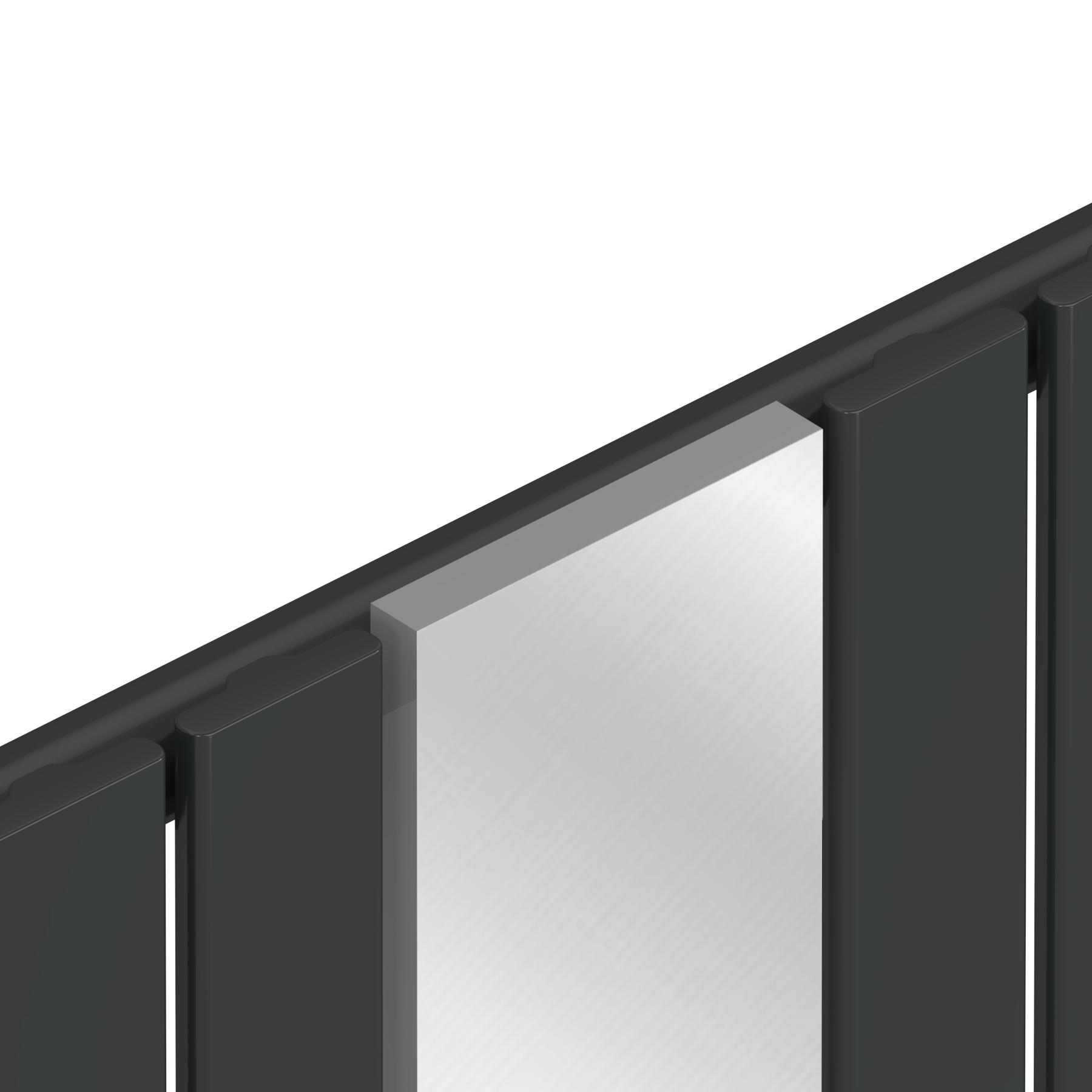 Aurexa Anthracite Vertical Mirror Designer Radiator - Single Flat Panel