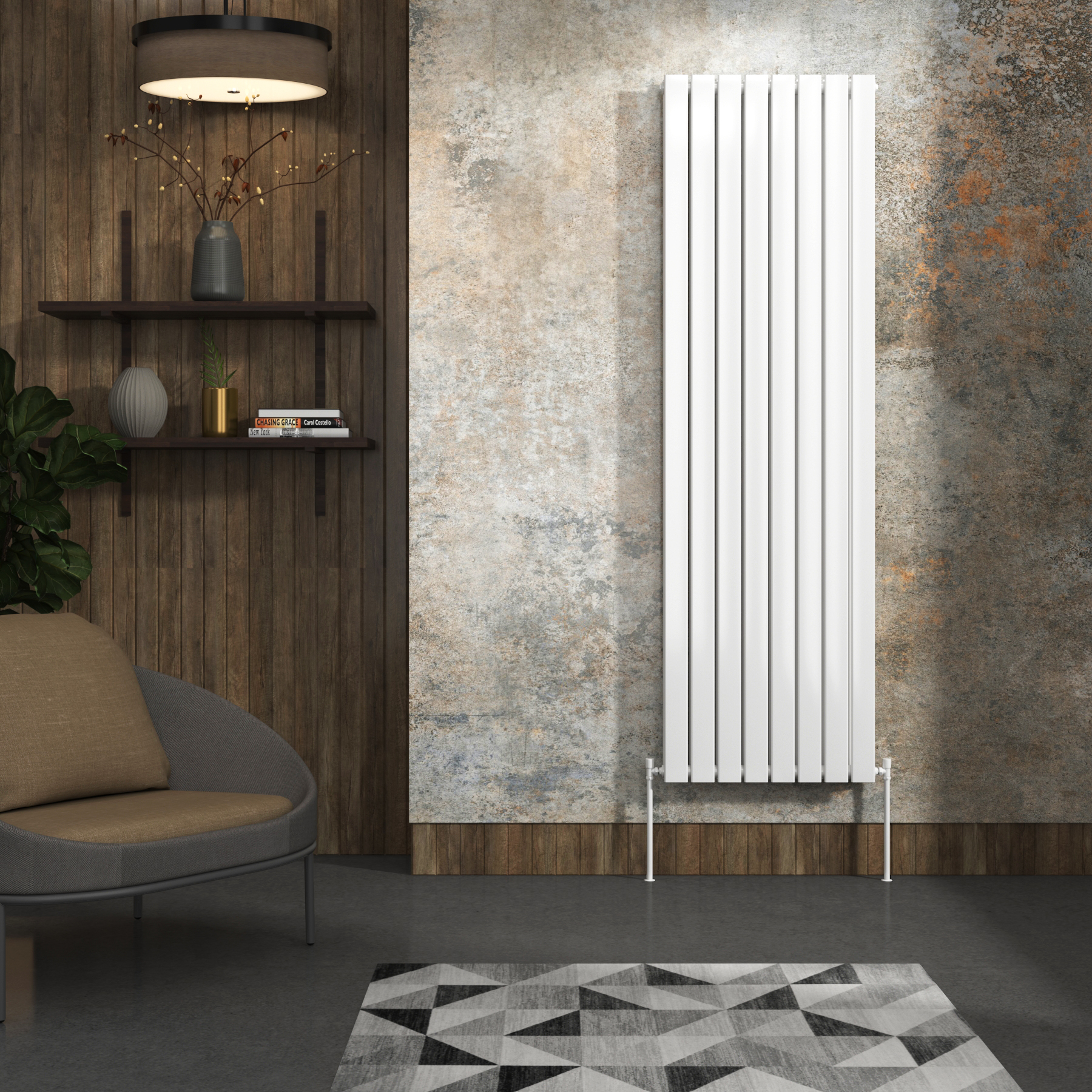 Aurexa White Vertical Designer Radiator 1800 x 544mm - Double Flat Panel
