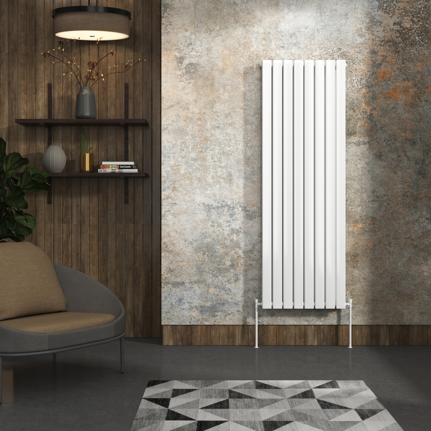 Aurexa White Vertical Designer Radiator 1600 x 544mm - Double Flat Panel