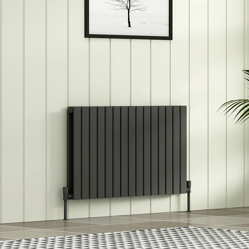 Radiance Horizontal Designer Radiators - Anthracite Flat Double Panel ...