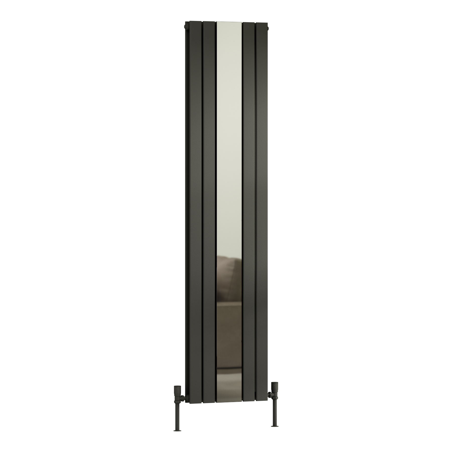 Aurexa Anthracite Vertical Mirror Designer Radiator 1800 x 419mm - Double Flat Panel
