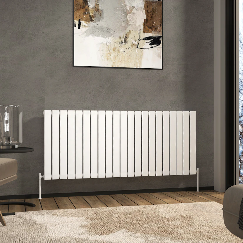 Solid Radiator Aurexa White Horizontal Designer Radiator 600 x 1428mm - Single Flat ...