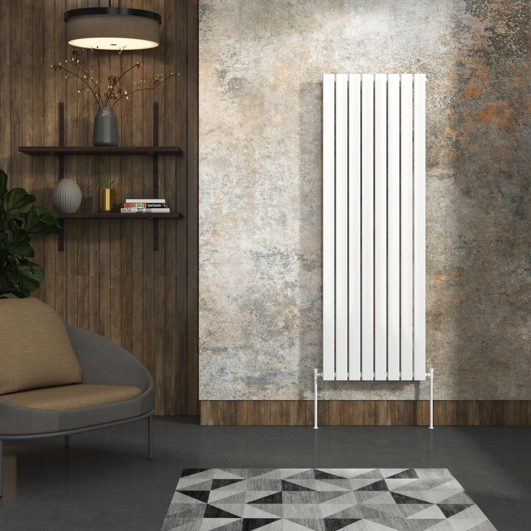Aurexa White Vertical Designer Radiator 1600 x 544mm - Single Flat Panel