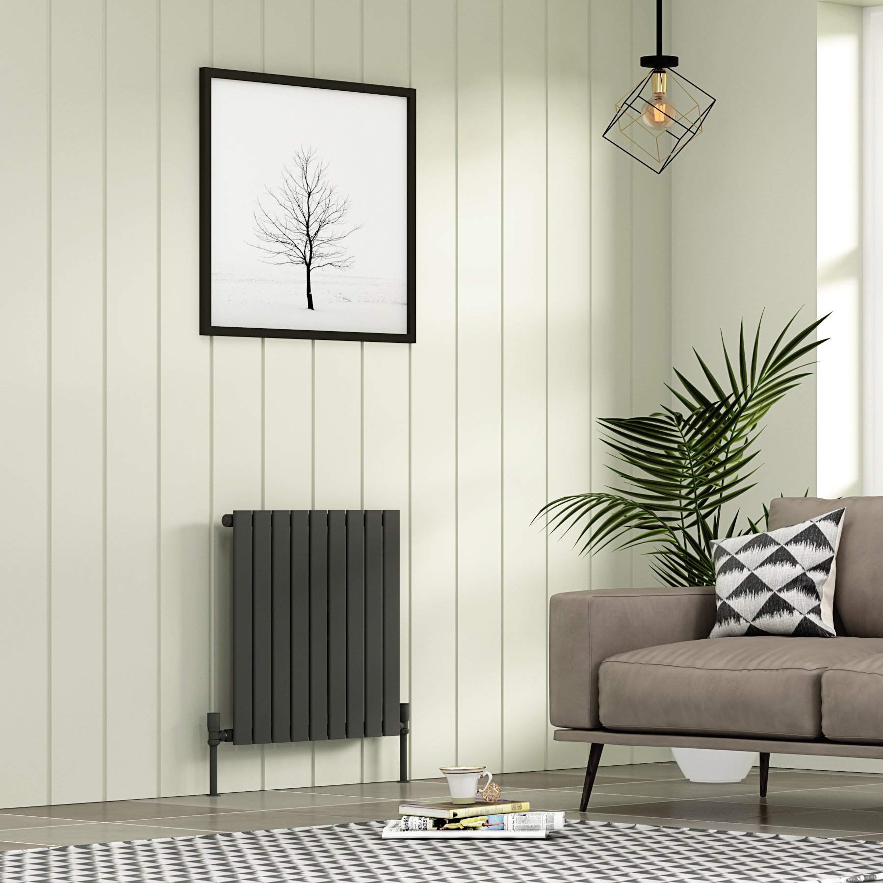 Aurexa Anthracite Horizontal Designer Radiator 600 x 612mm - Single Flat Panel