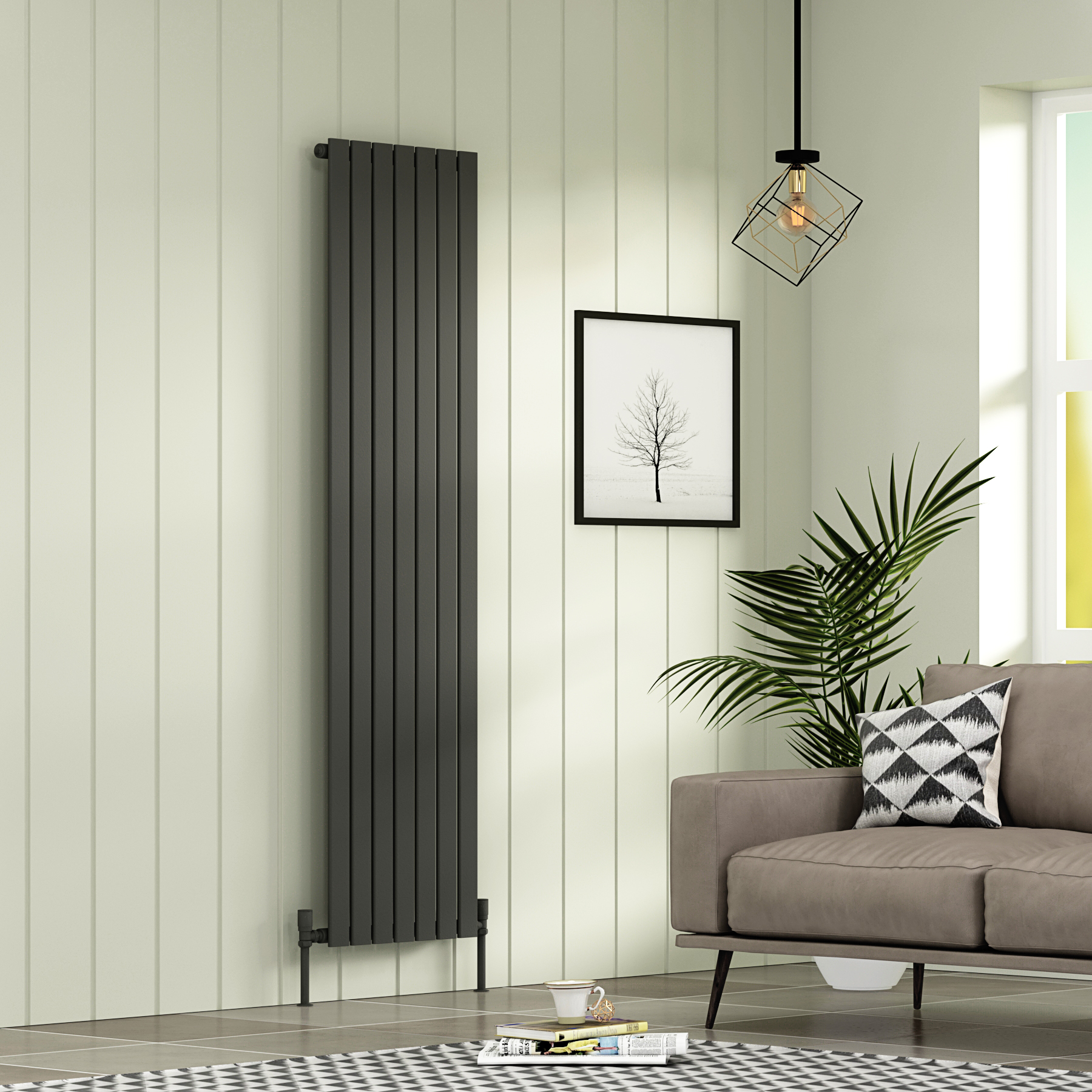 Aurexa Anthracite Vertical Designer Radiator - Single Flat Panel
