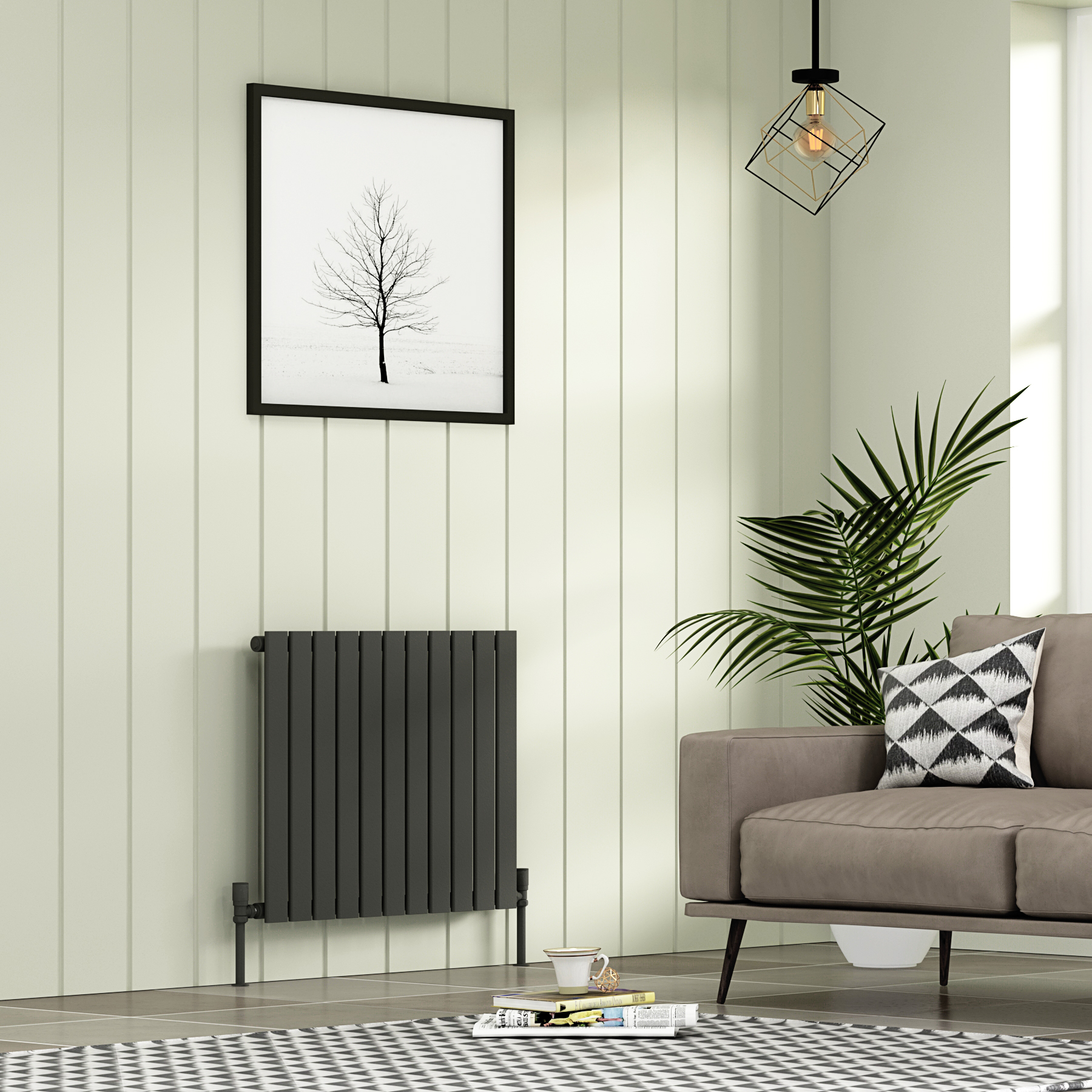 Aurexa Anthracite Horizontal Designer Radiator  - Single Flat Panel