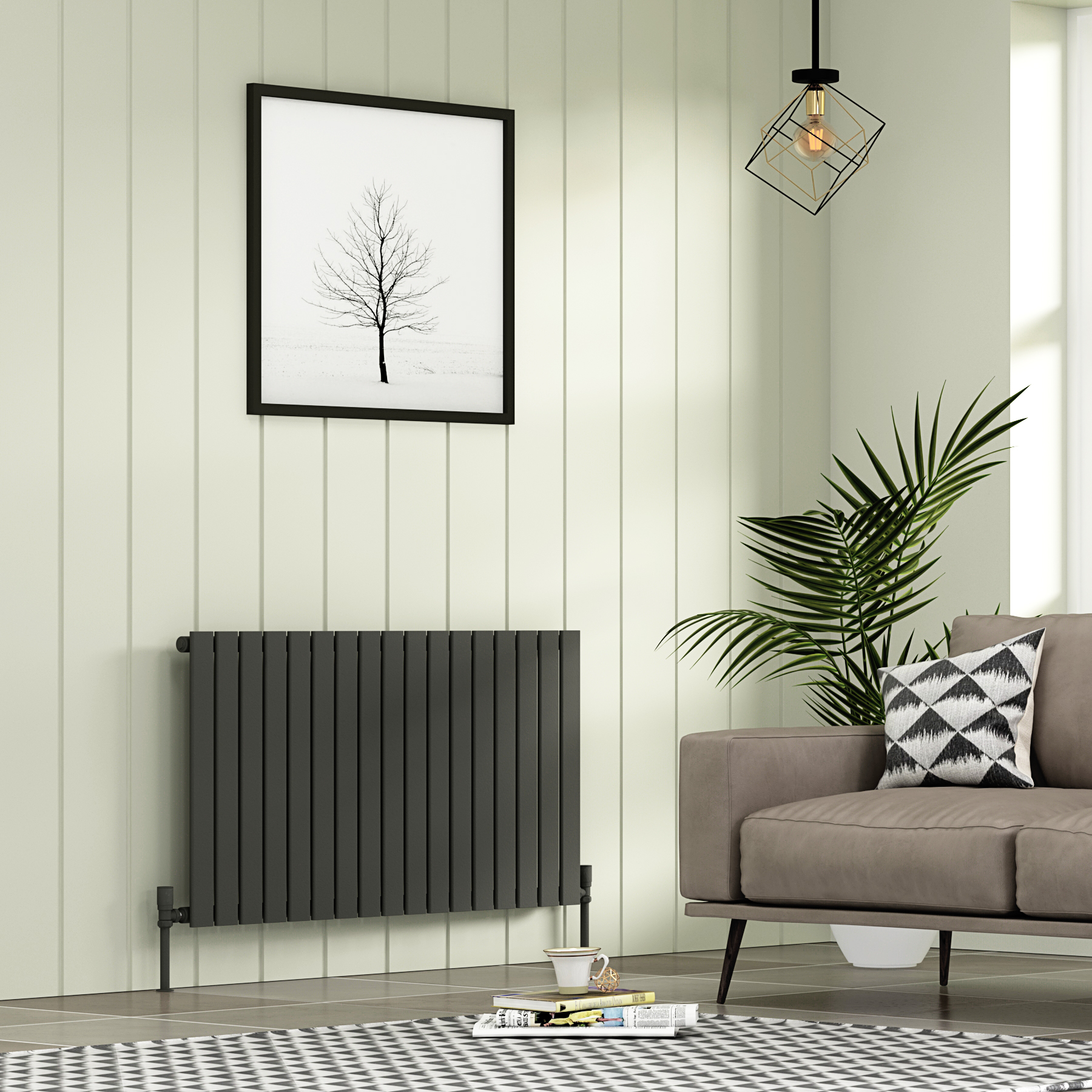 Aurexa Anthracite Horizontal Designer Radiator Multiple Sizes - Flat Panel