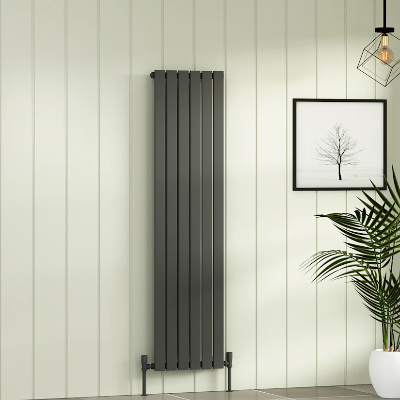 Vertical Radiator 1600 Aurexa Anthracite Vertical Designer Radiator 1600 x 408mm - Single Flat ...