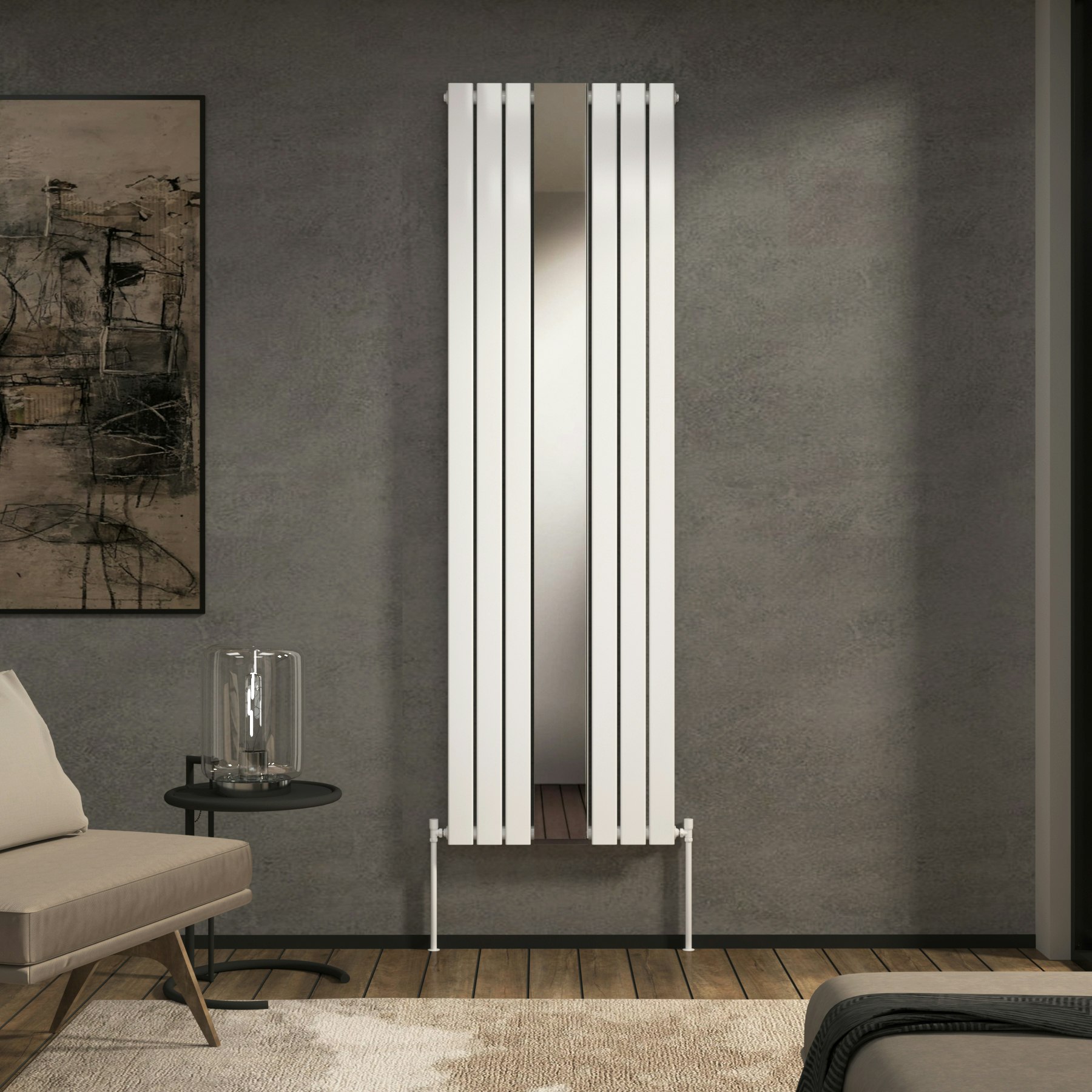 Aurexa White Vertical Mirror Designer Radiator Multiple Sizes
