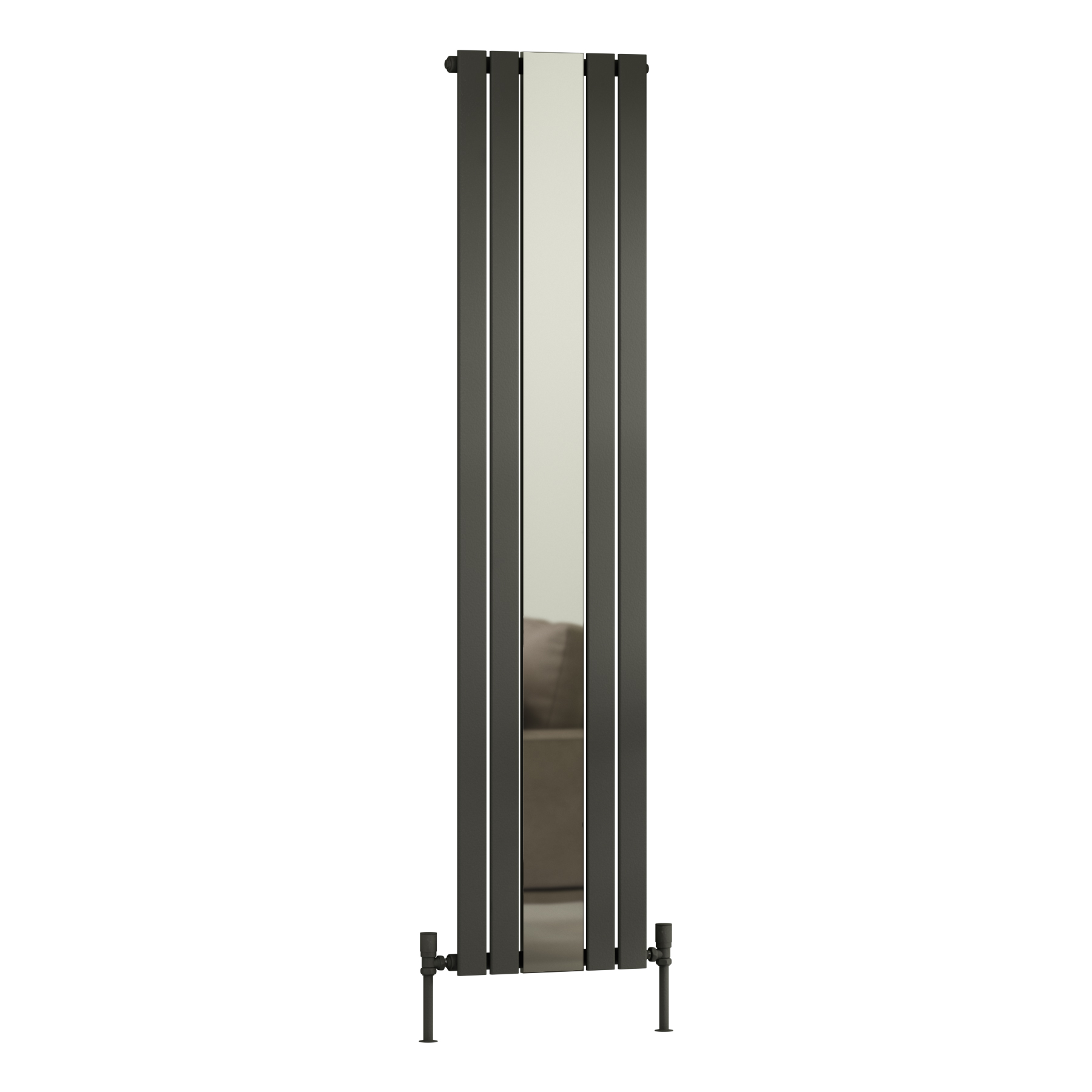 Aurexa Anthracite Vertical Mirror Designer Radiator 1800 x 419mm - Single Flat Panel
