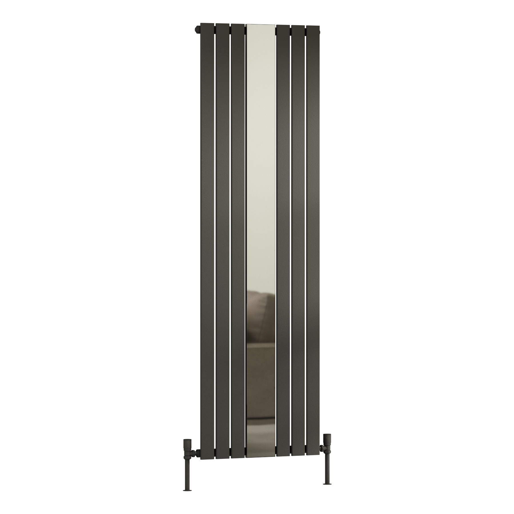 Aurexa Anthracite Vertical Mirror Designer Radiator - Single Flat Panel