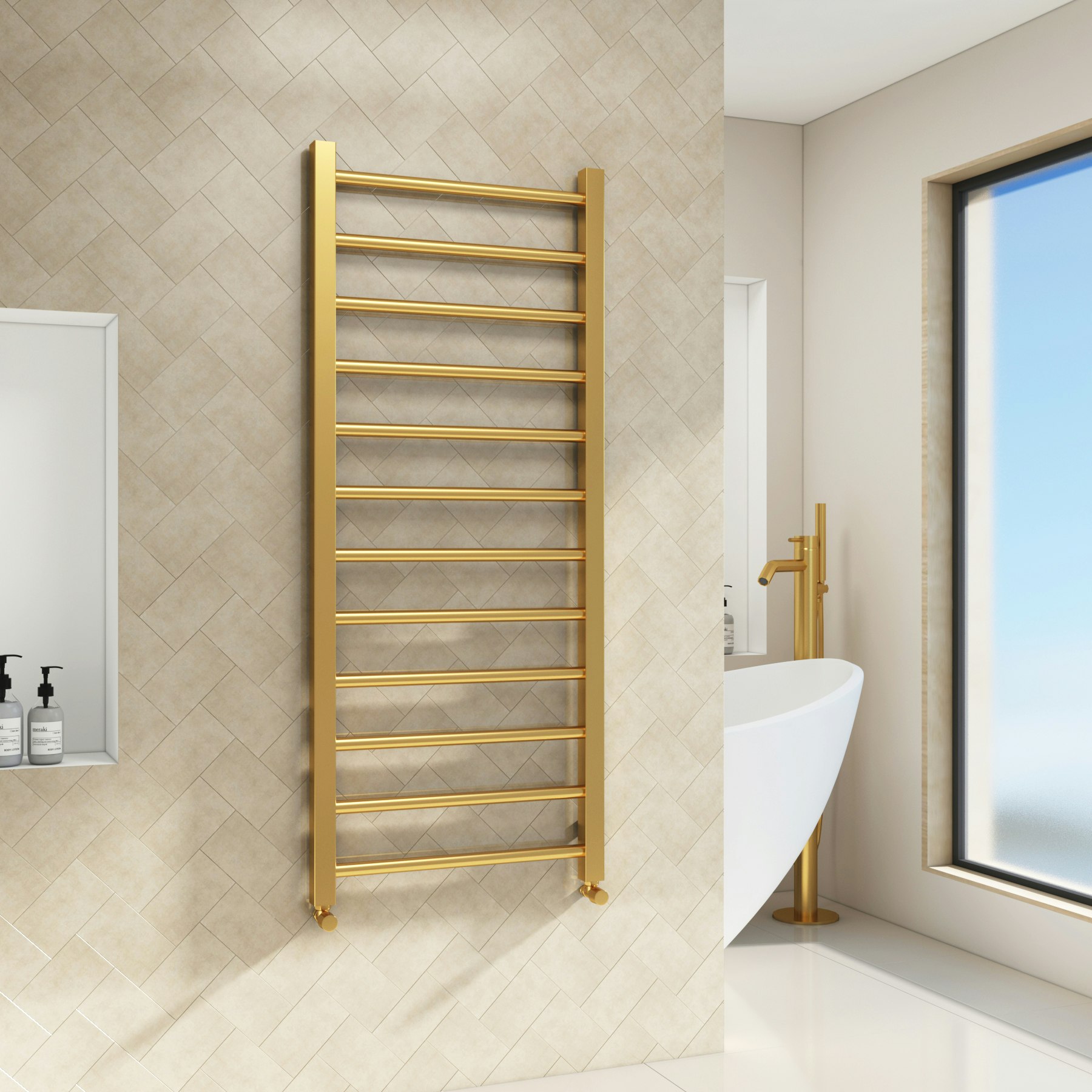 Majestic Heated Towel Rail 1200 x 500mm Straight Ladder Brushed