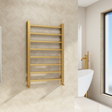 Majestic Heated Towel Rail 800 x 500mm Straight Ladder - Brushed Brass