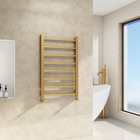 Majestic Heated Towel Rail Straight Ladder Brushed Brass - Various Sizes